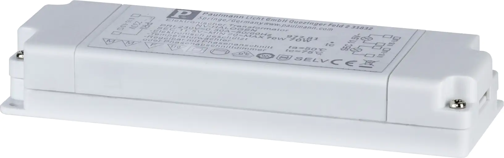 4000870977811 Paulmann Transformator elektronisch VDE Flat 20-70 W 230/12 V 70 VA weiß
