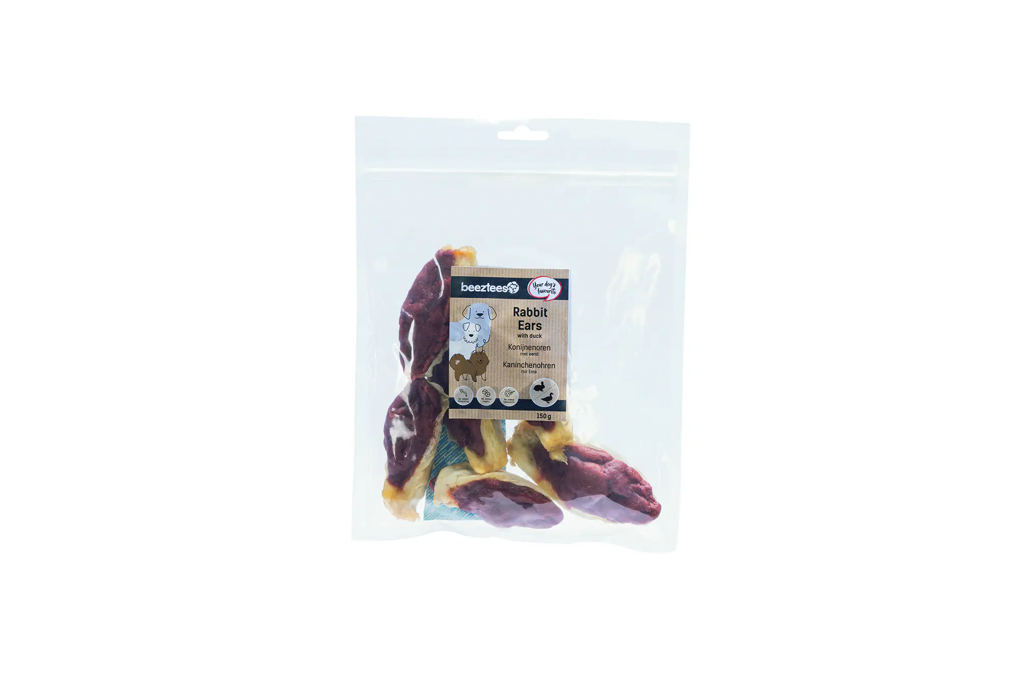 Beeztees Hundesnack Kaninchenohren mit Ente 150 g