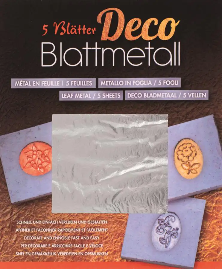Glorex Blattmetall silberfarben 14 x 14 cm, 5 Blatt