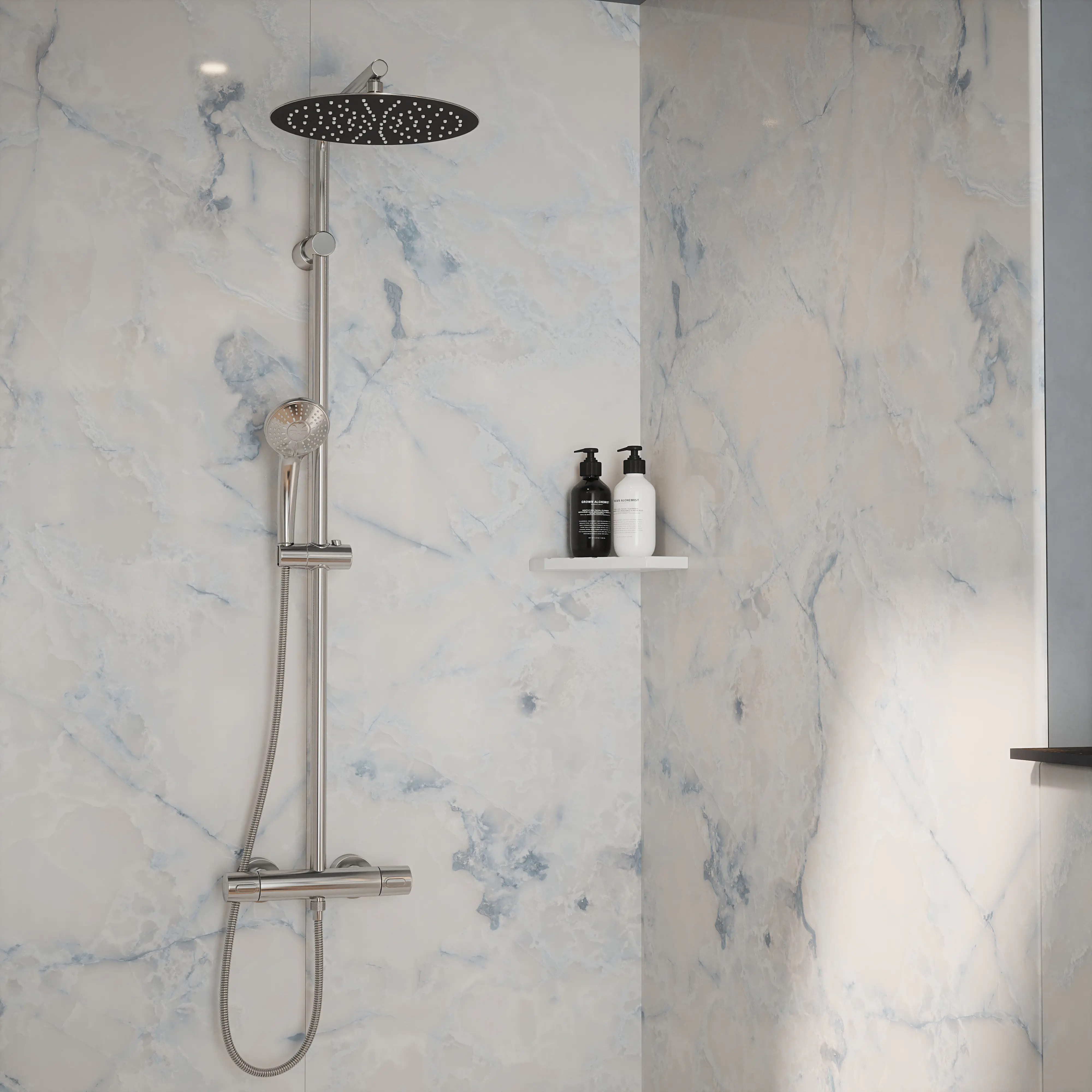 Wetwall Elite Wandpaneel  Onyx Oro 120 x 242 cm mit abgerundeter Abschlusskante