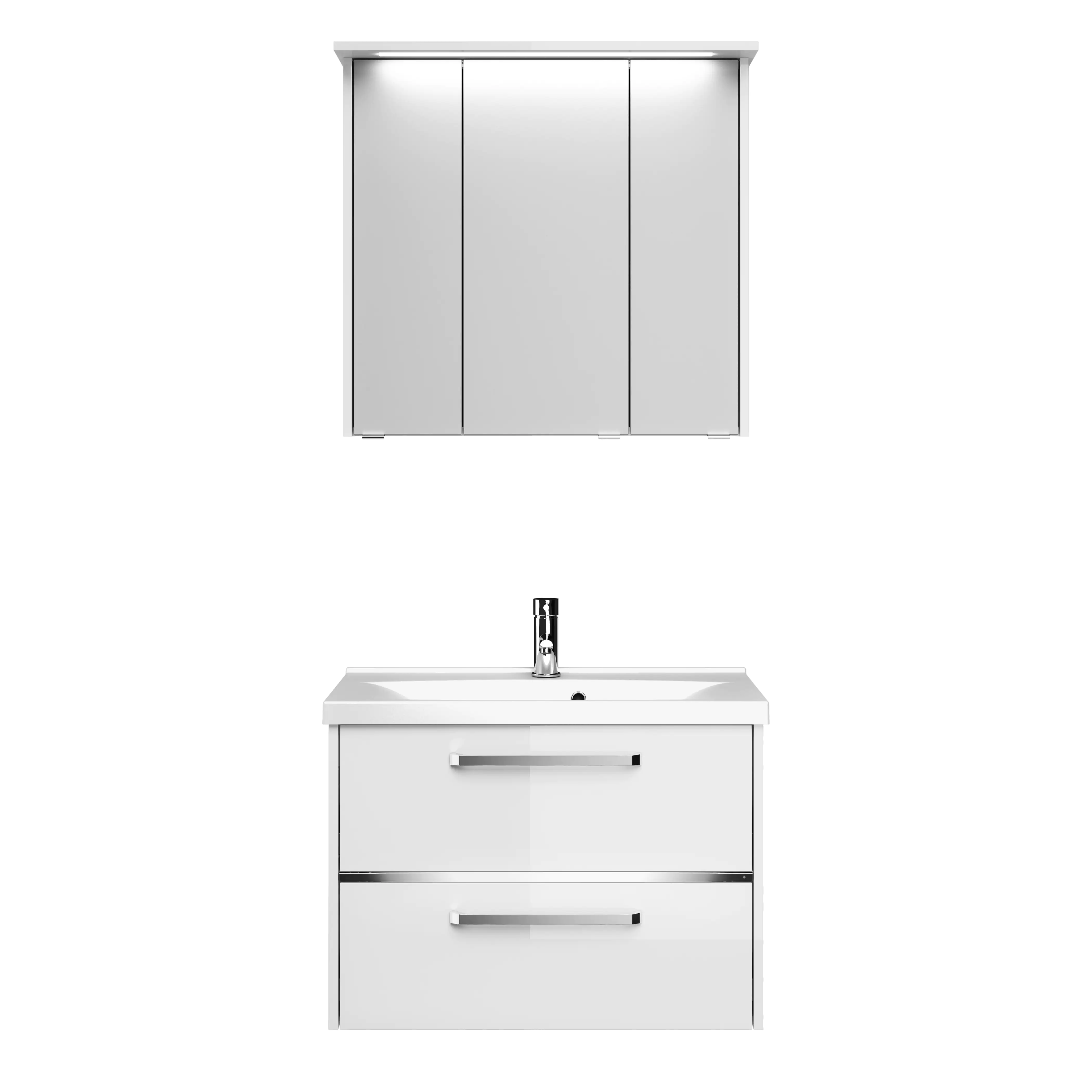 4017026170361_1 Primaster Badmöbel-Set Berlin weiß 77 cm Twin LED, Mineralgusswaschtisch