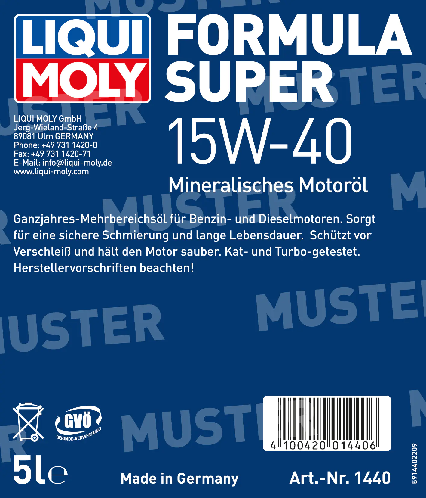 Liqui Moly Motoröl Formula Super 15W-40 Ganzjahresöl 5 L Liqui Moly Motoröl Formula Super 15W-40 Ganzjahresöl 5 L