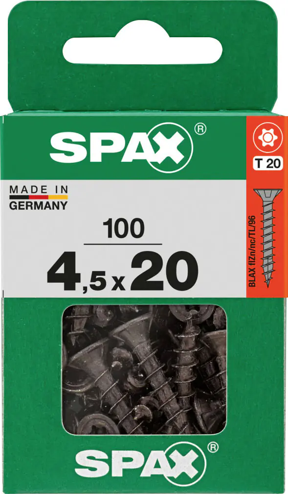 Spax Universalschrauben 4,5 x 20 mm T20 Vollgewinde - 100 Stk. 