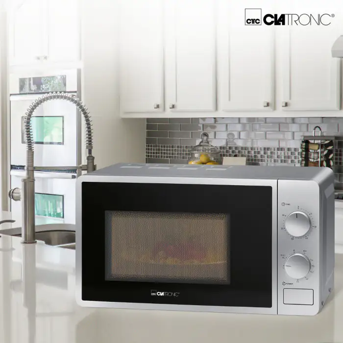 Clatronic Mikrowelle MW 792 Garraum 20 L, 700 Watt, Grill, silber