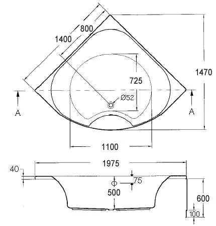 Ottofond Eckwanne Lima 140 x 140 cm weiß