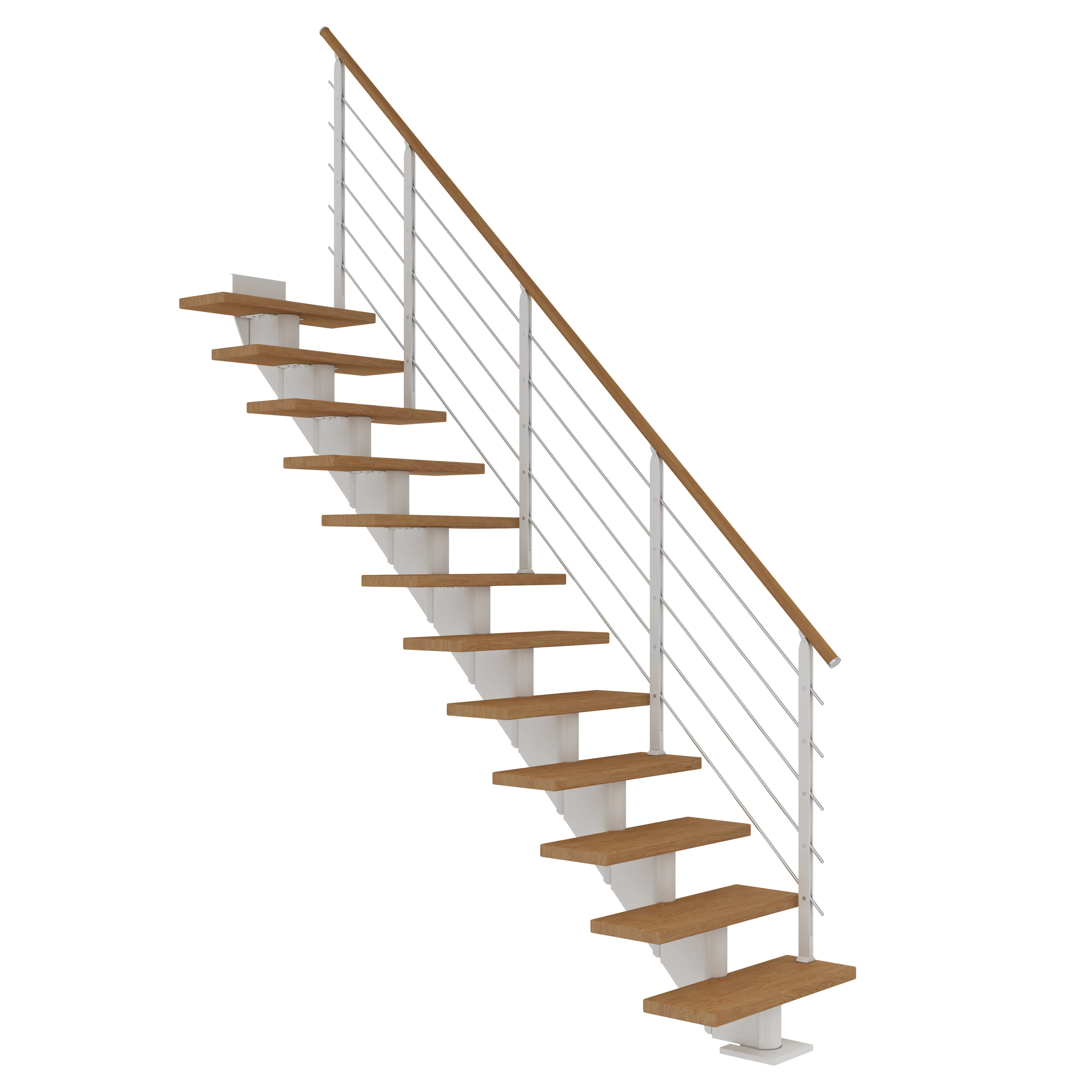 Dolle Mittelholmtreppe Hamburg Eiche 75 cm 11 Stufen gerade mit Geländer weiß