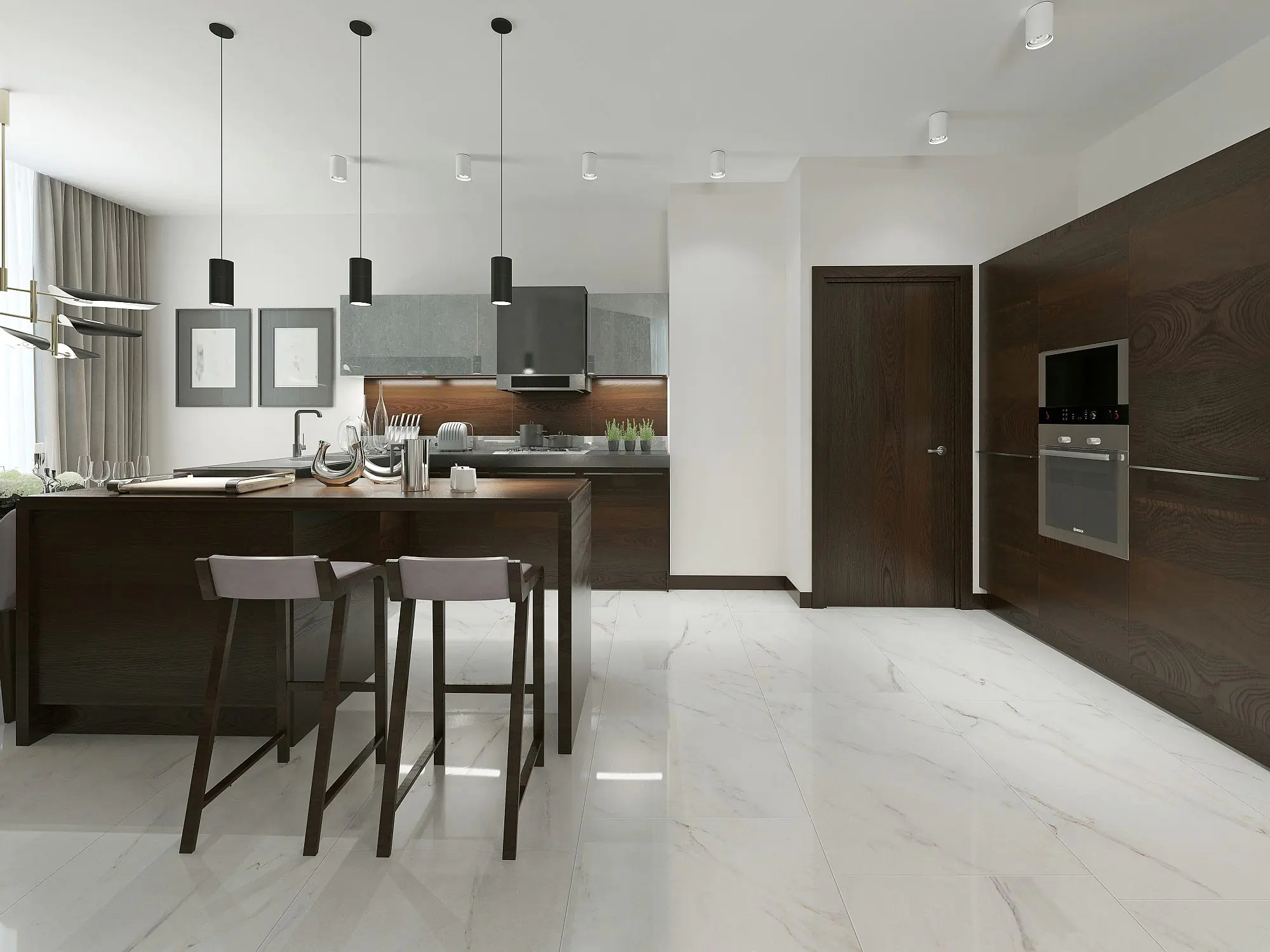 Eurostone Bodenfliese Feinsteinzeug Ceratec Calacatta glasiert glänzend 60 x 120 cm