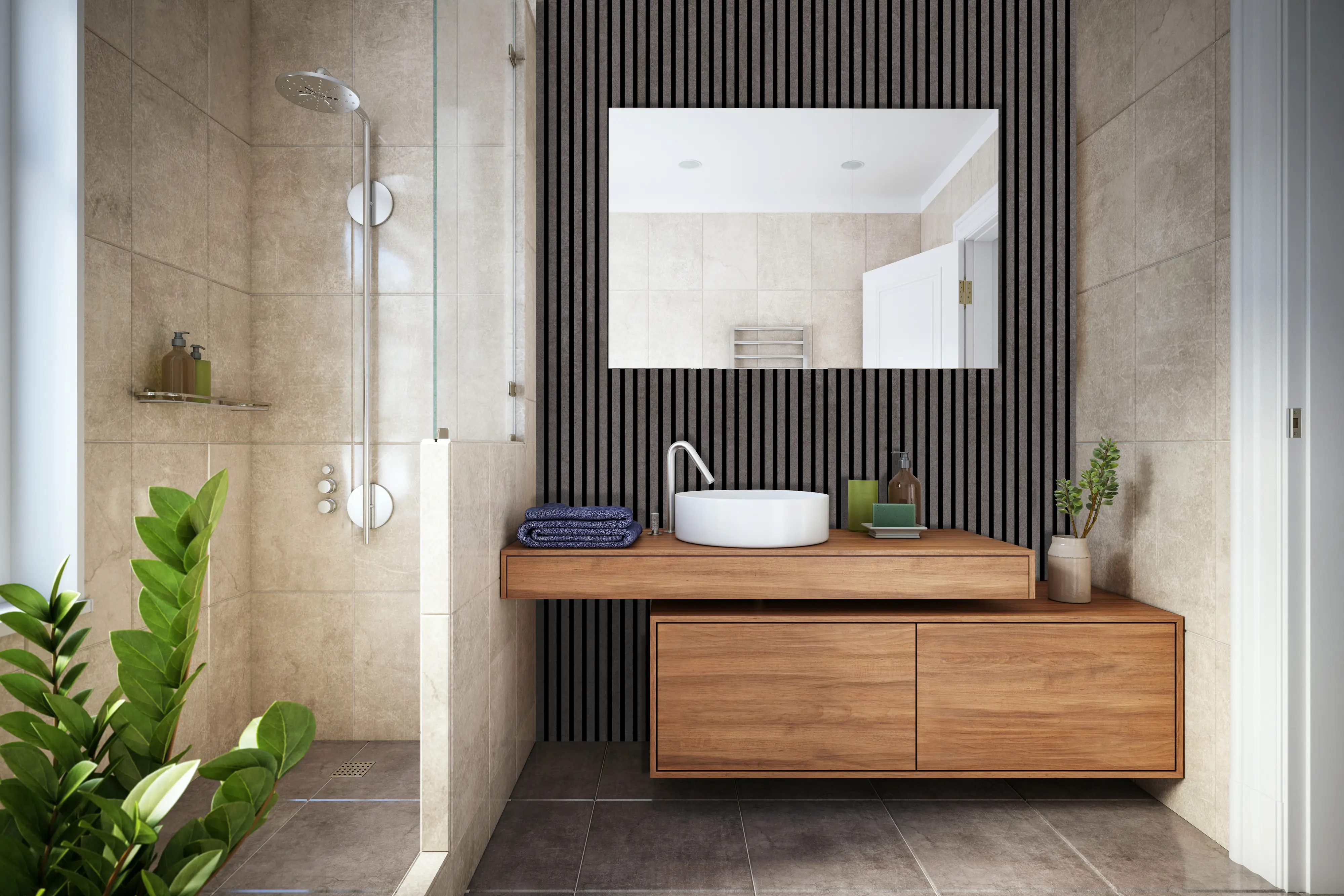 Neuhofer Akustikpaneel Beton foliert 240 x 56,5 x 1,7 cm grau