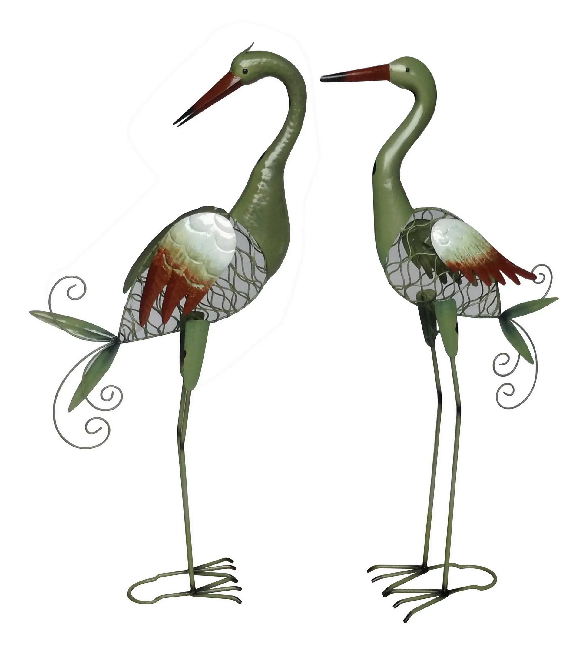 TrendLine Dekofigur Reiher Metall 93 cm grün weiß rot