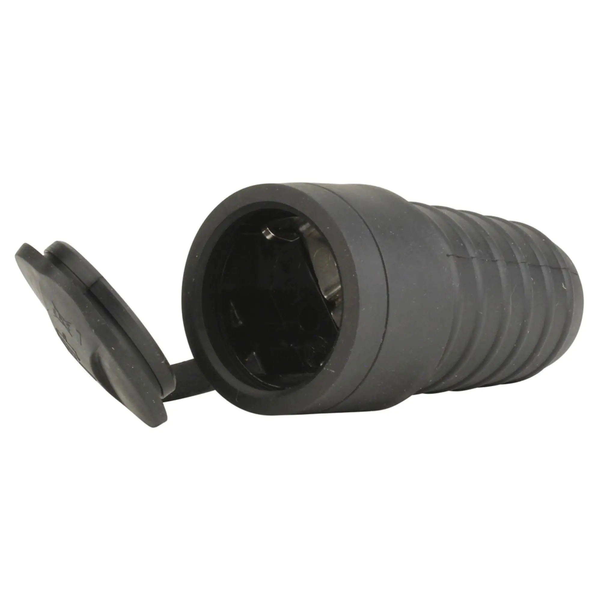 Schutzkontakt-Kupplung Gummi PVC-Ei IP44 Deckel schwarz Schutzkontakt-Kupplung Gummi PVC-Ei IP44 Deckel schwarz