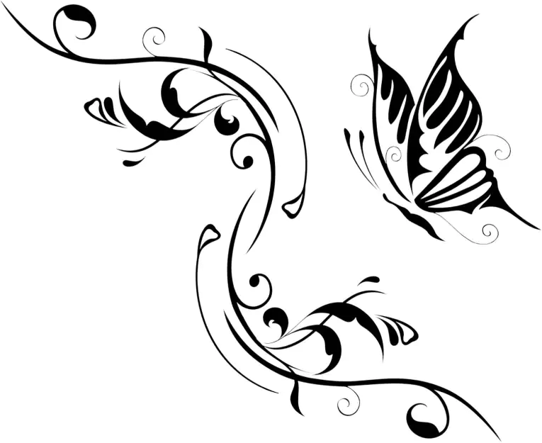 Hermann Schütz Aufkleber Tattoo mit Schmetterling schwarz appliziert