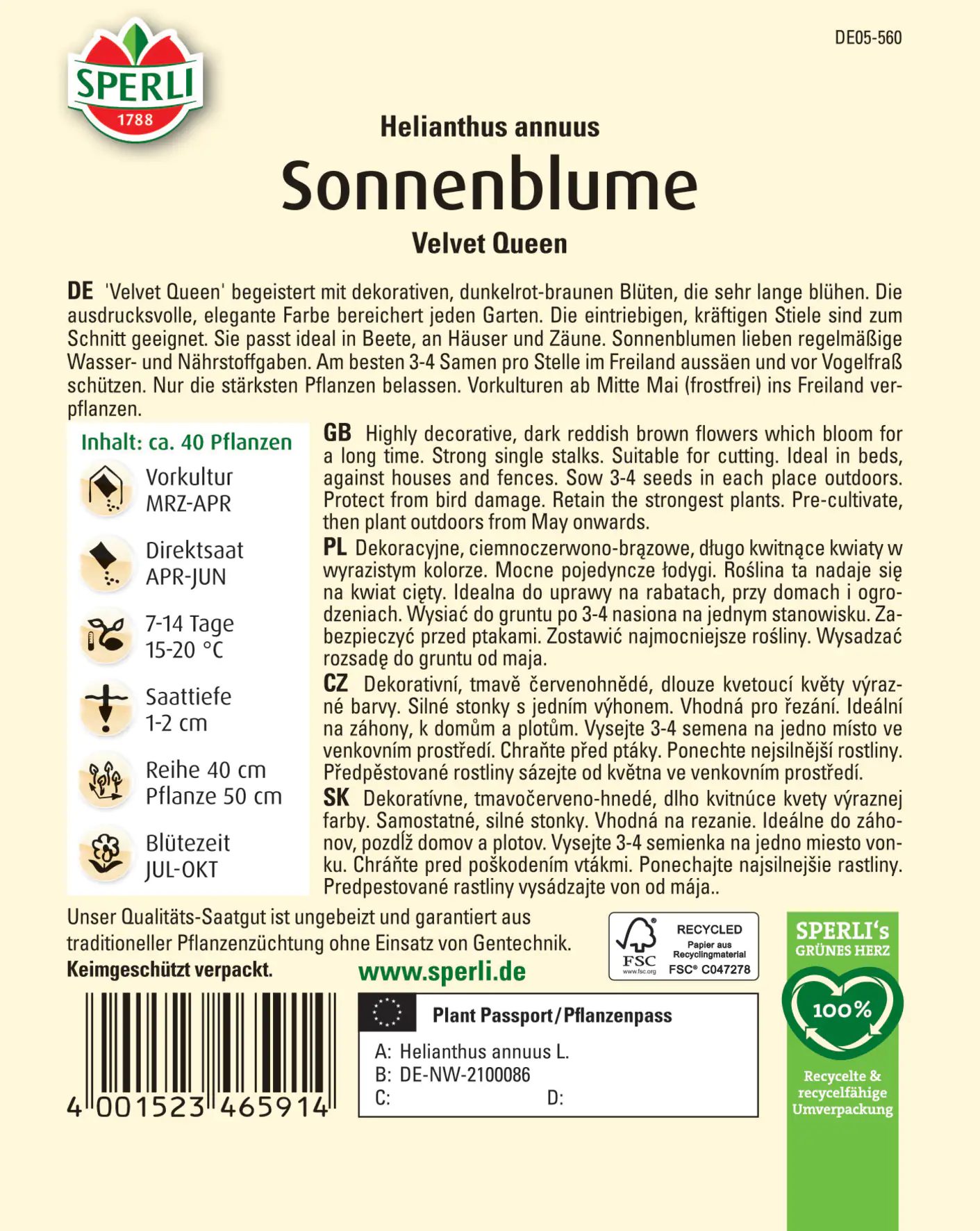 Sperli Sonnenblume Velvet Queen