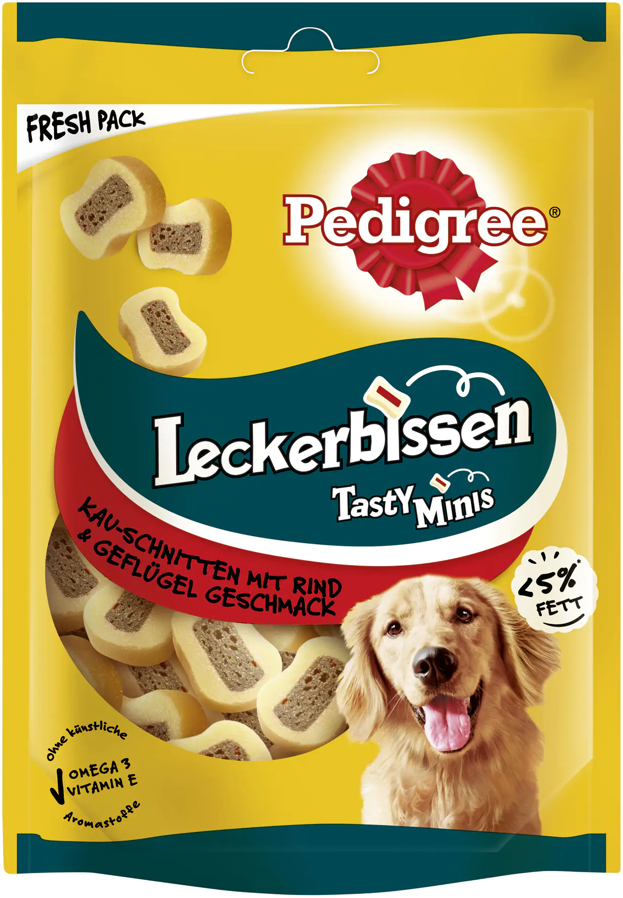 Pedigree Leckerbissen Kau-Schnitten Frischebeutel mit Rind- und Geflügel