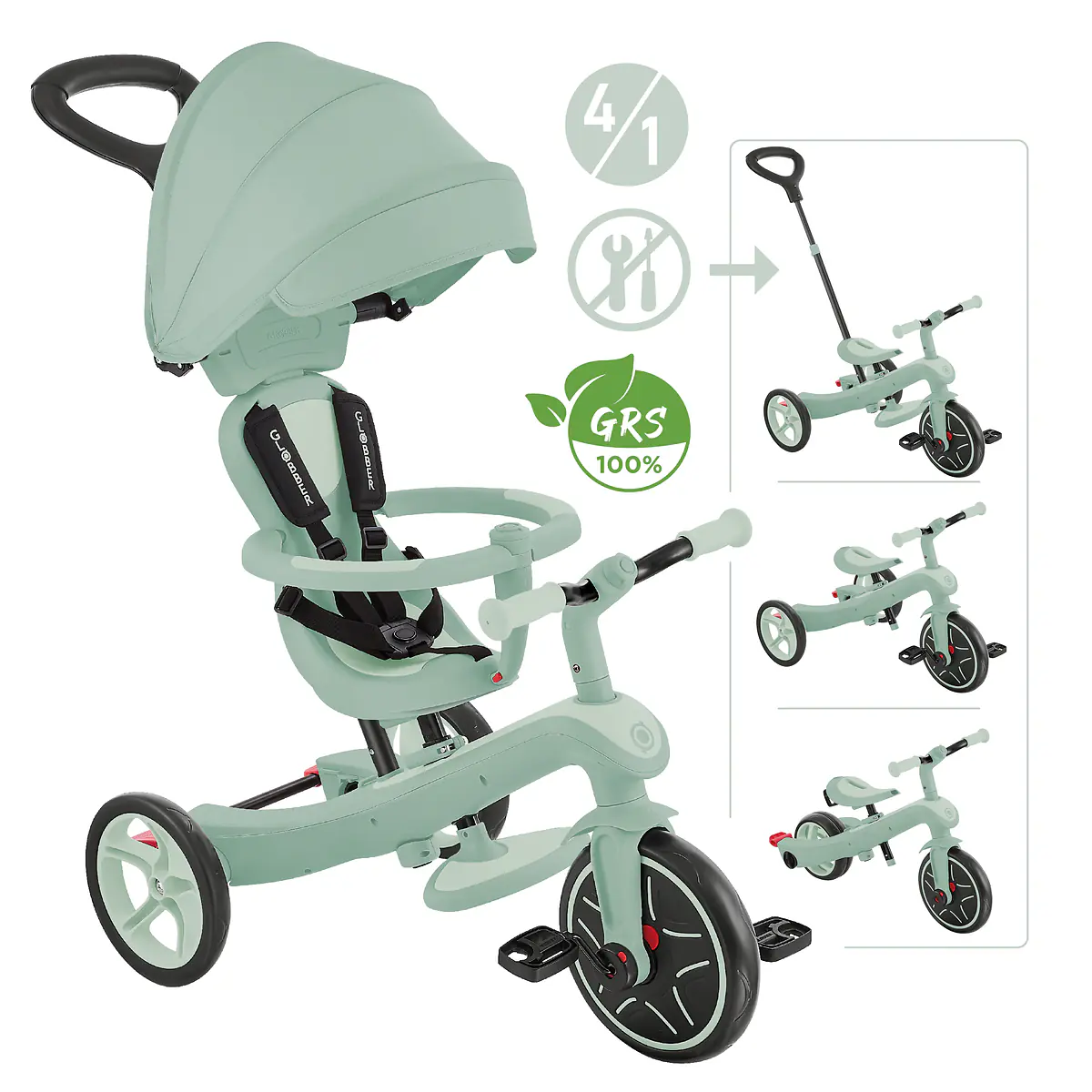 Globber Dreirad für Kinder Explorer Trike 4-in-1 pistazie