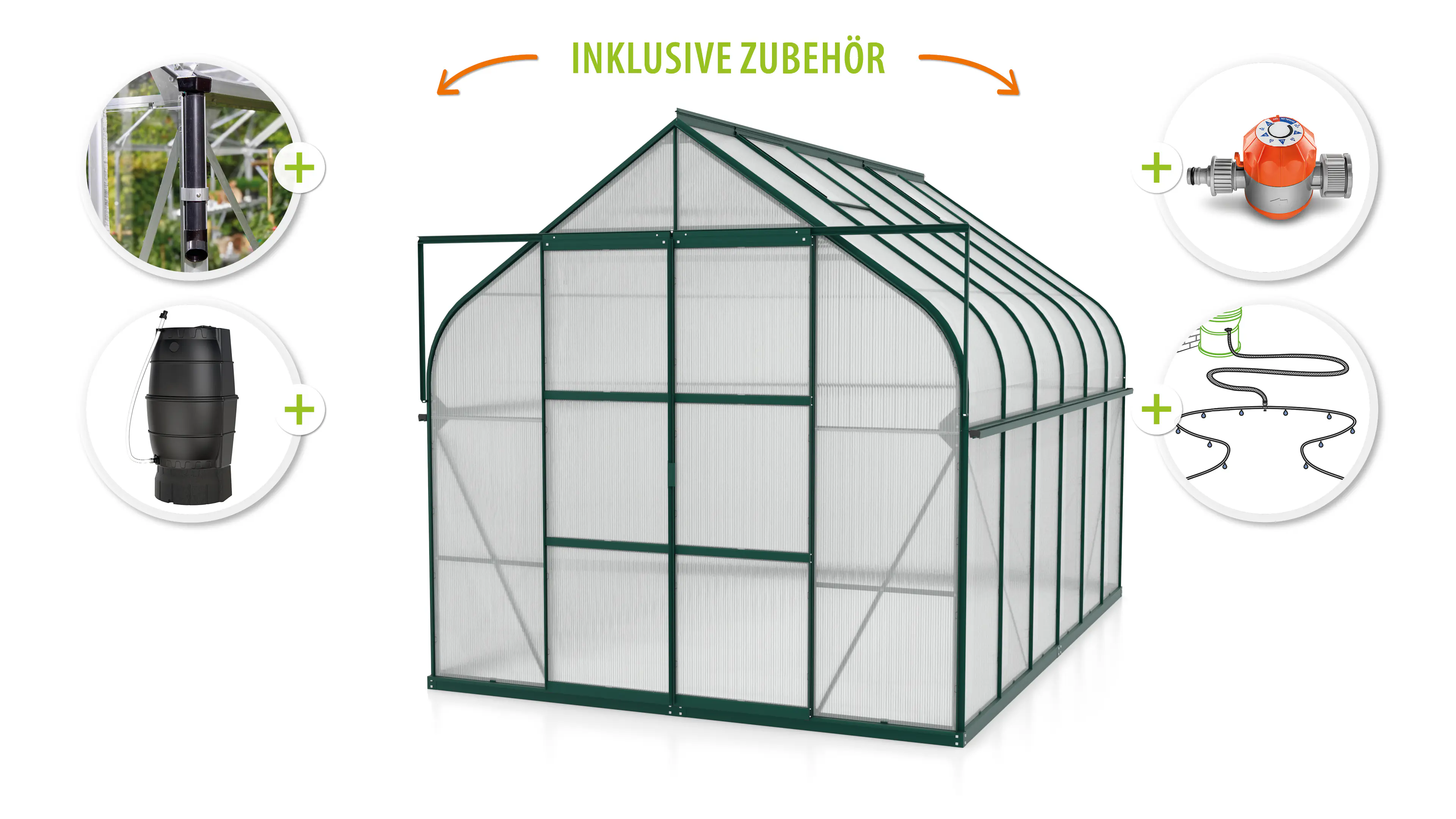 Vitavia Gewächshaus-Set Dione 9900 HKP 4 mm smaragd 254 x 378 cm 