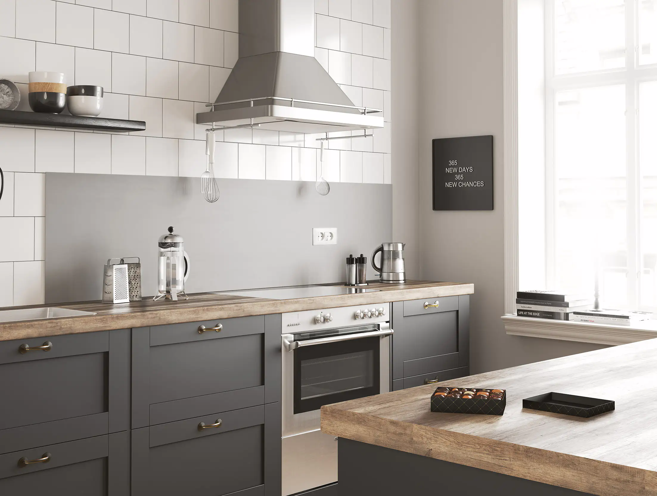 Küchenrückwand WandArt easy 80 x 58,5 cm, 3 mm, hellgrau