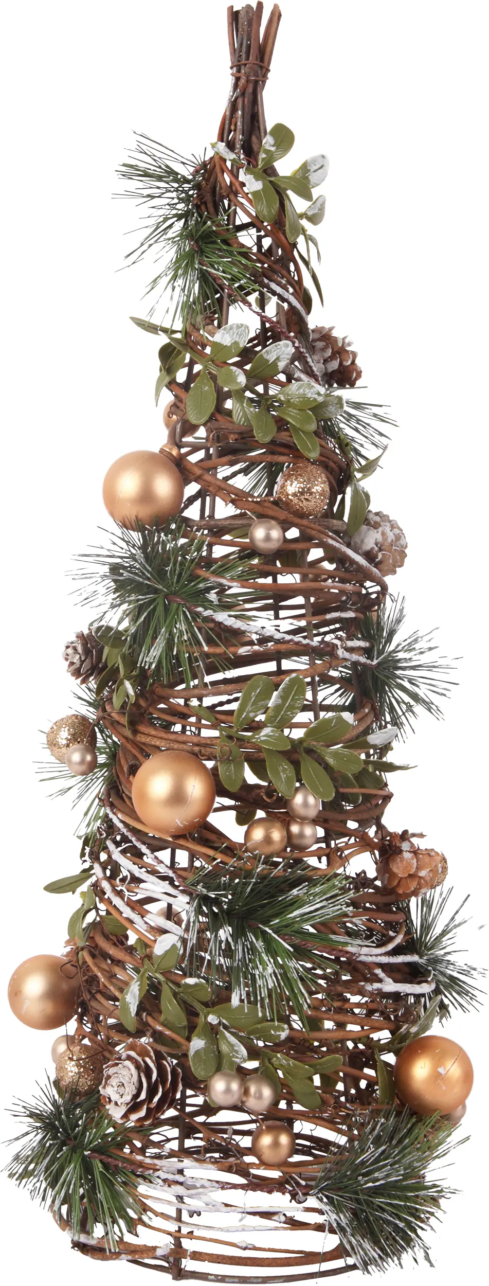 Deko-Weihnachtsbaum mit Weihnachtsschmuck Rattan 46 x 16 cm grün gold
