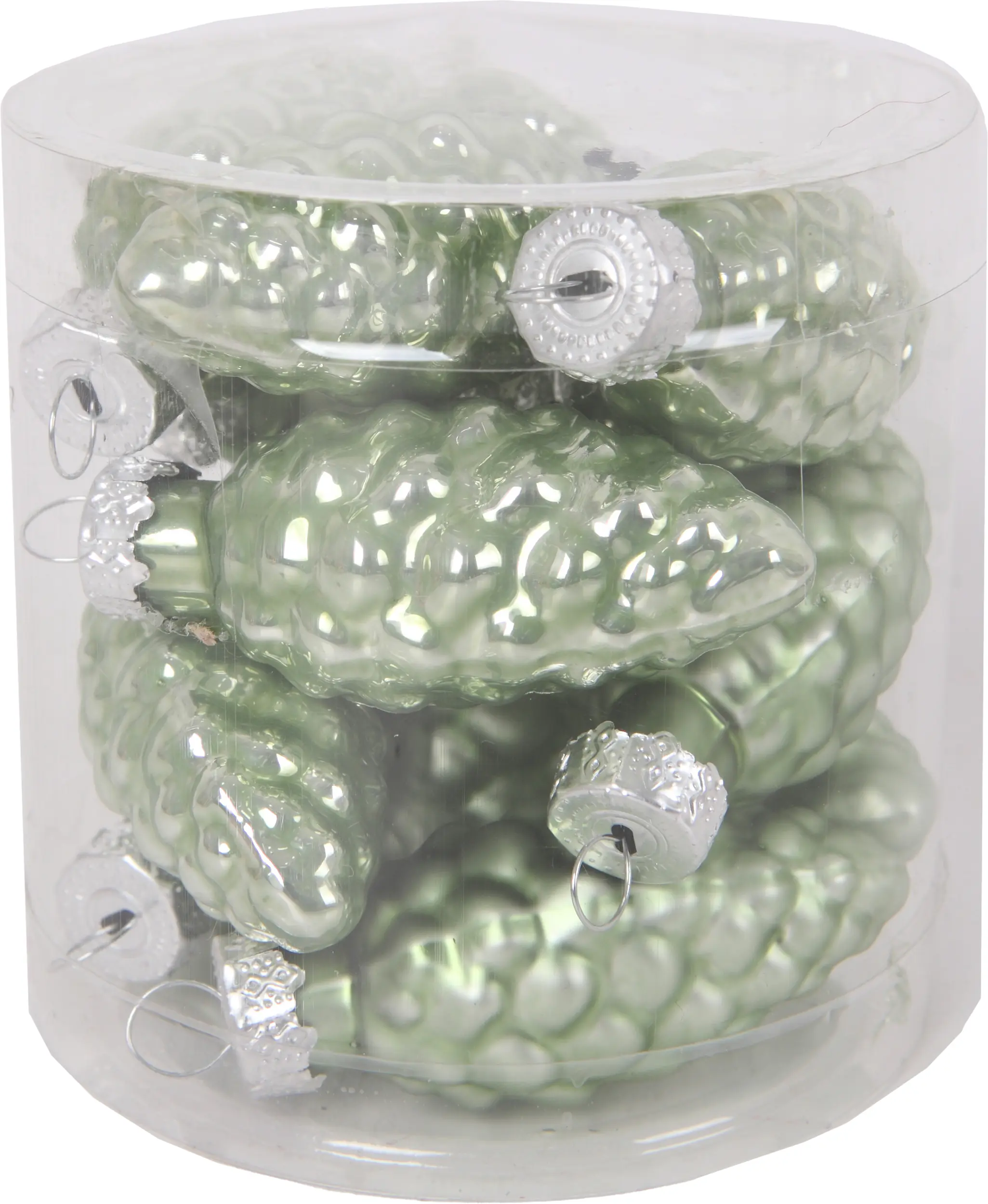TrendLine Weihnachtskugeln aus Glas Tannenzapfen Ø 6 cm light green 12 Stück TrendLine Weihnachtskugeln aus Glas Tannenzapfen Ø 6 cm light green 12 Stück