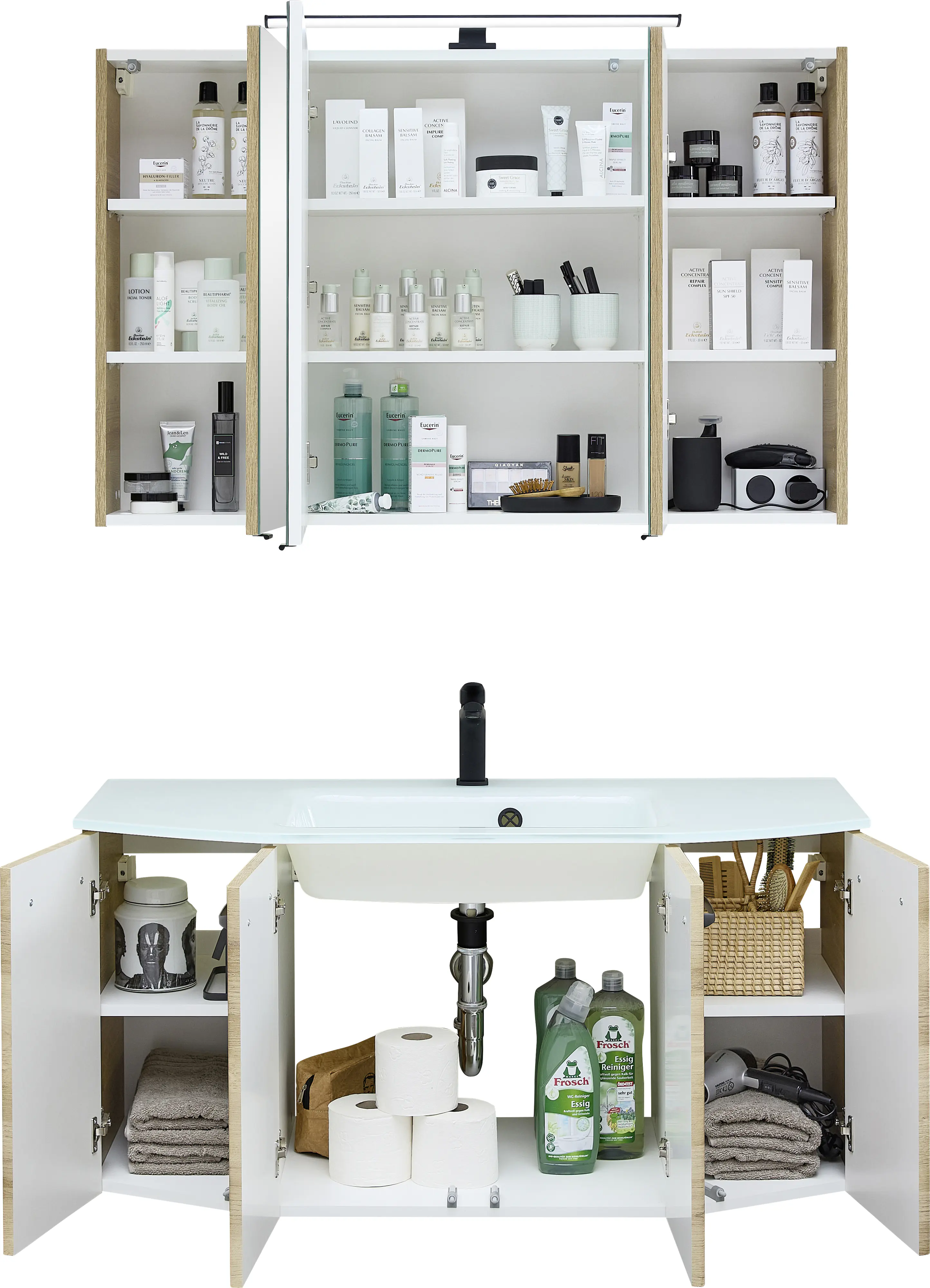 Pelipal Badmöbel-Set Aachen Riviera Eiche 112 cm