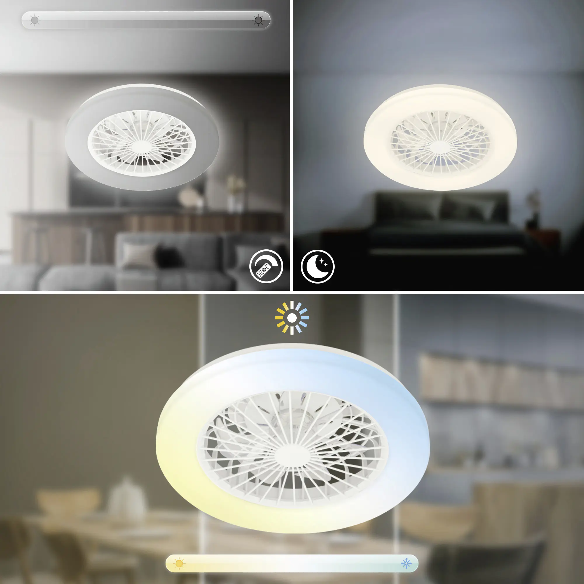 Briloner LED Deckenleuchte mit Ventilator Fanti Ø 48,5 cm 49 W weiß CCT dimmbar