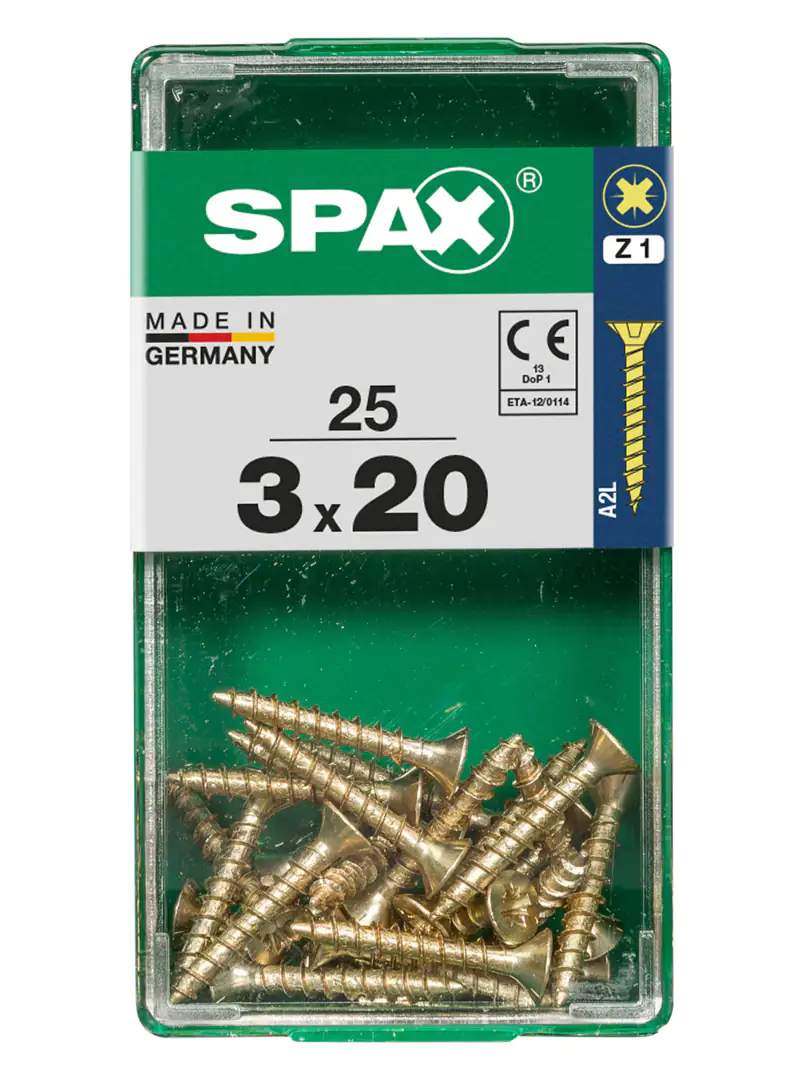 Spax Universalschrauben 3.0 x 20 mm PZ 1 - 25 Stk. Spax Universalschrauben 3.0 x 20 mm PZ 1 - 25 Stk.