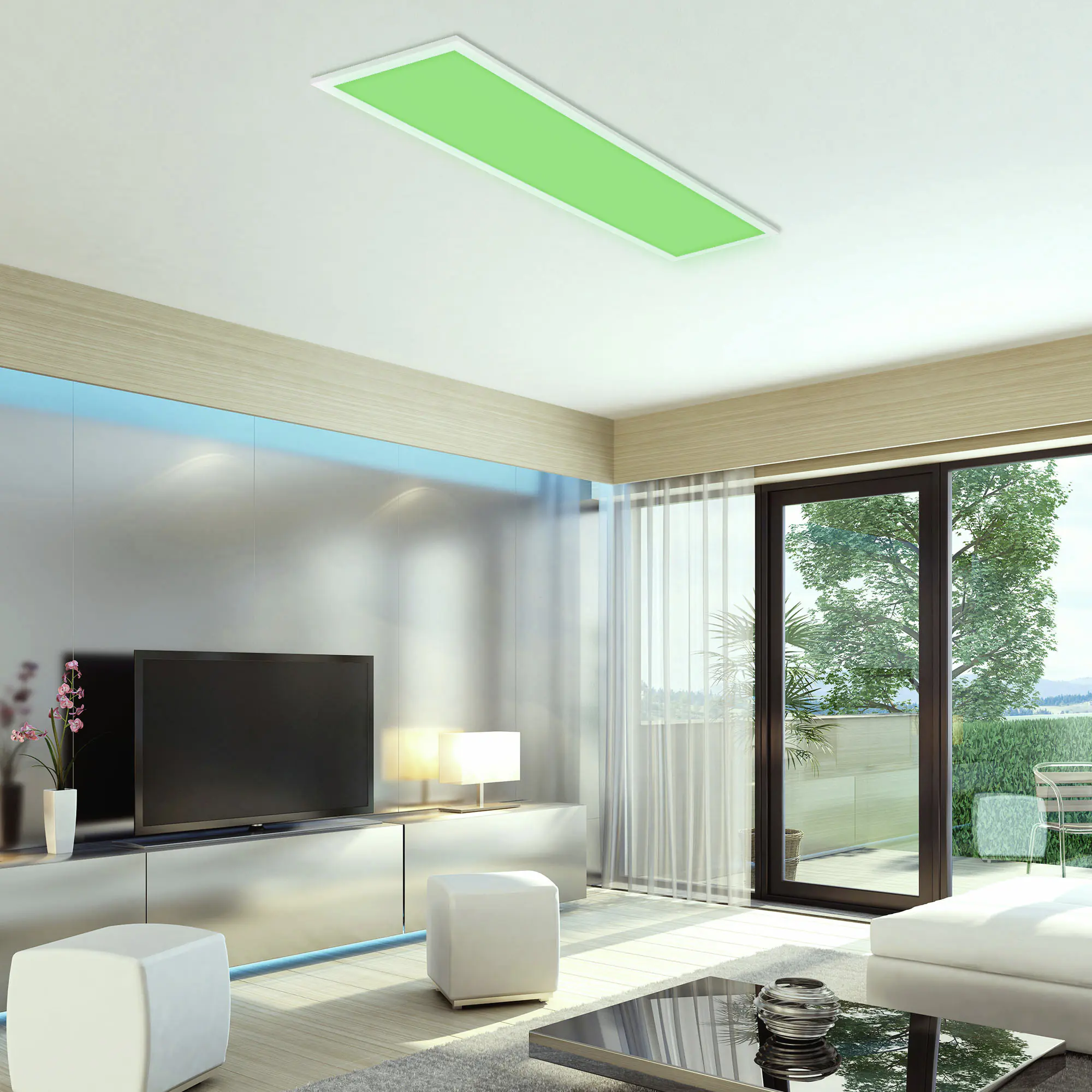 Briloner LED-Panelleuchte ultraflach 100 x 25 cm weiß RGB dimmbar