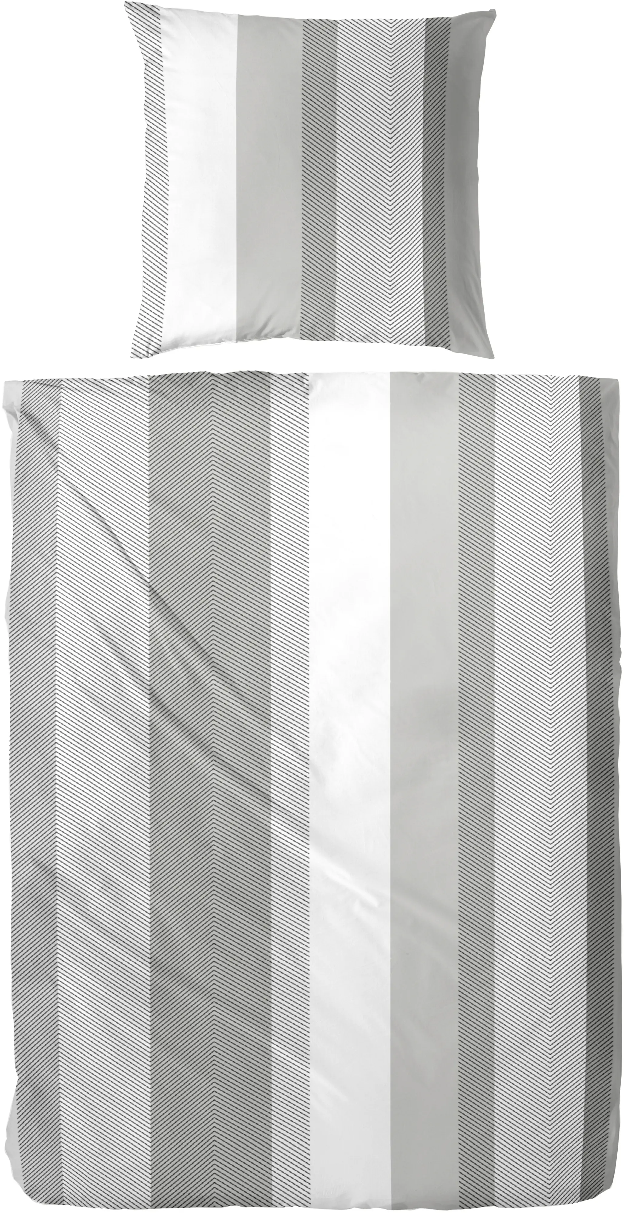 Mako Satin Bettwäsche gestreift 135 x 200 cm grau/weiß