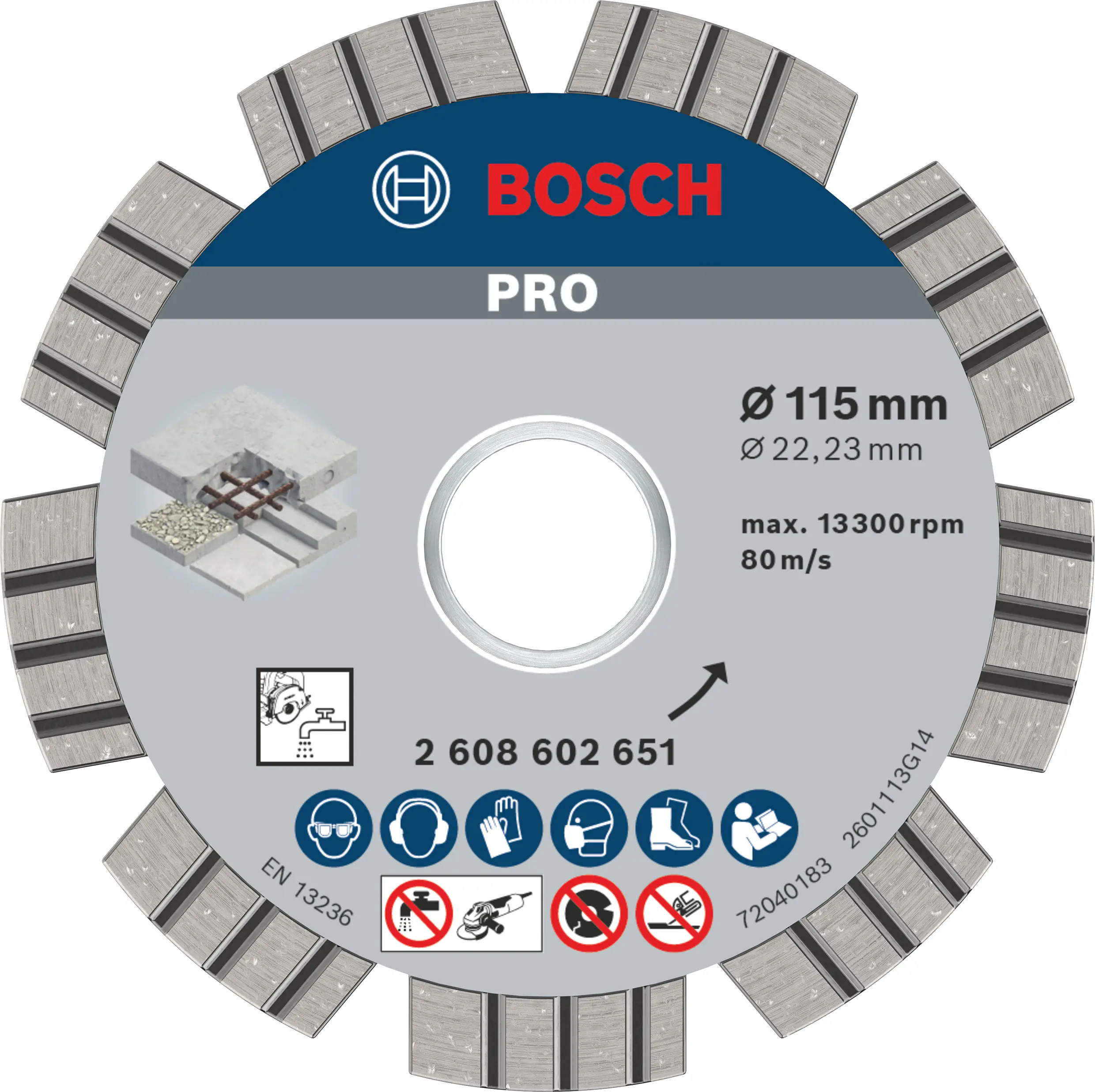 Bosch PRO Concrete Diamanttrennscheibe, 115 x 22,23 mm