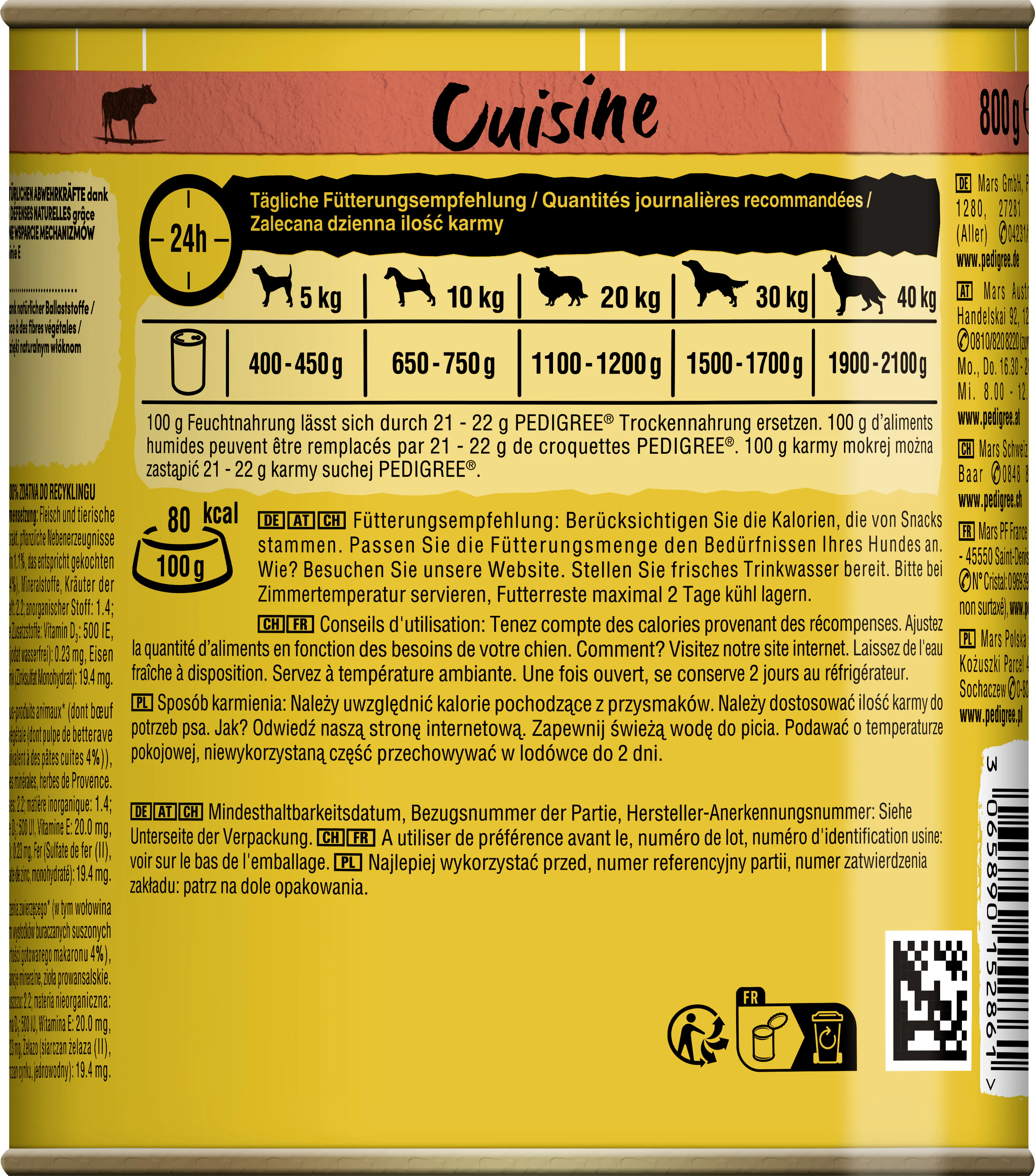 Pedigree Adult Cuisine in Sauce Rind, Nudeln & Karotten Hundefutter 800 g Pedigree Adult Cuisine in Sauce Rind, Nudeln & Karotten Hundefutter 800 g