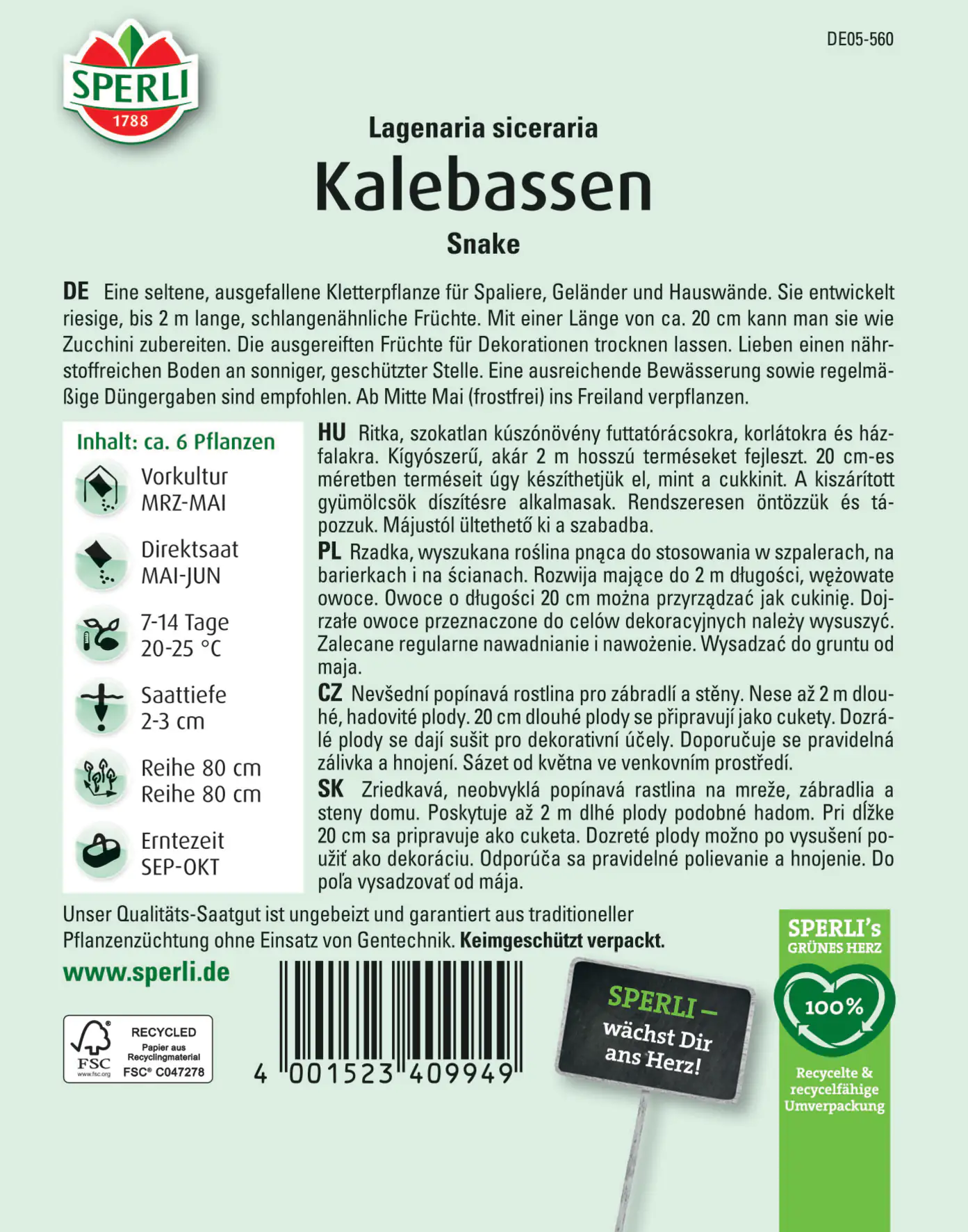 Sperli Kalebassen Snake (Herkuleskeule)