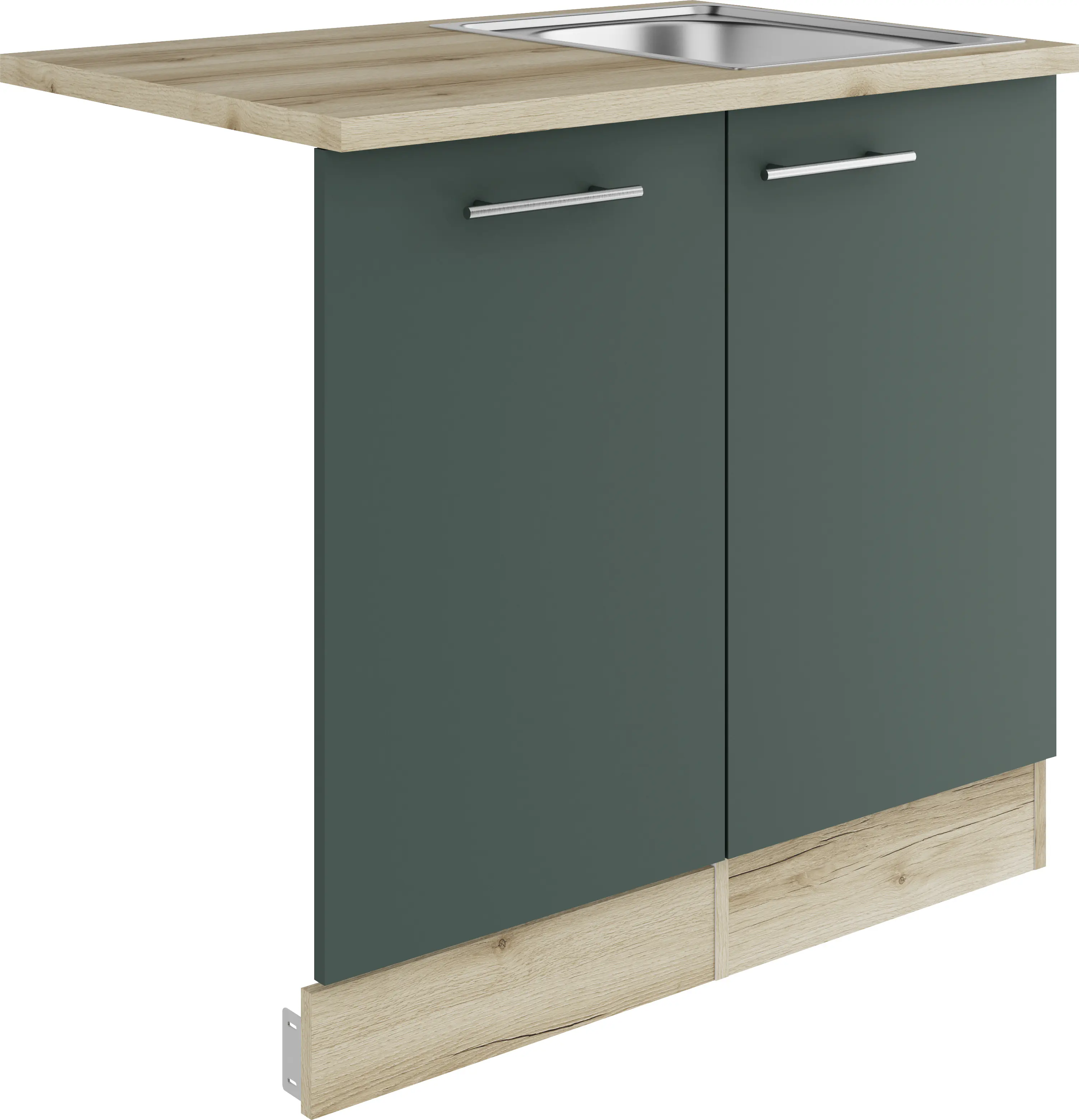 Optifit Spüle mit Unterschrank-Set Savona 405 steingrün/eiche 90 cm