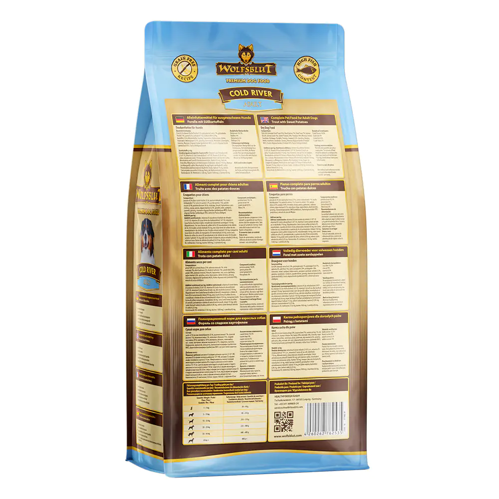 4260262762535_1 Wolfsblut Cold River Adult Trockenfutter - Forelle mit Süßkartoffel 2 kg