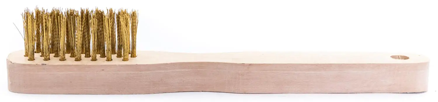 TrendLine Drahtbürste Messing 3-reihig Holzgriff