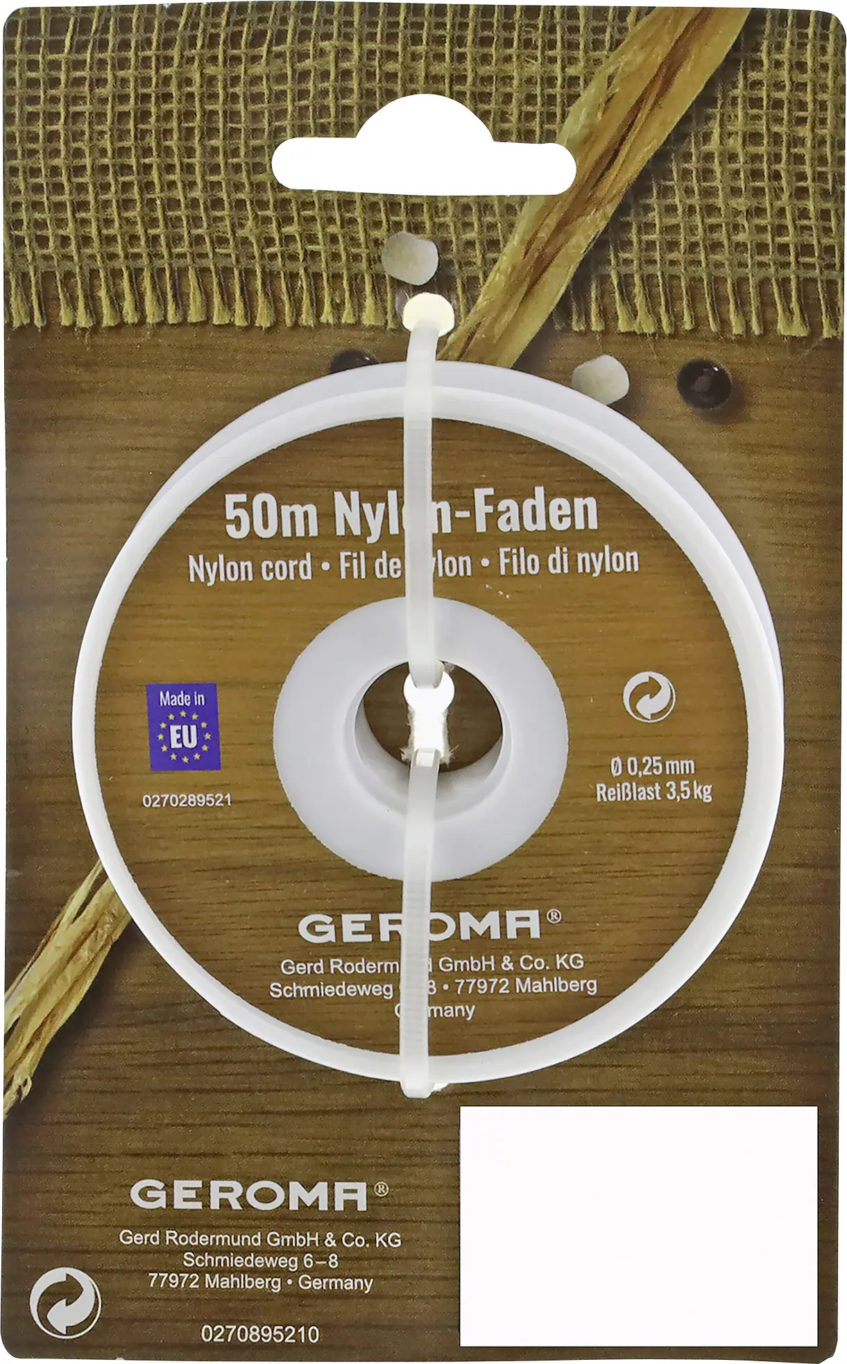 Dekorationsfaden auf Spule 50 m transparent