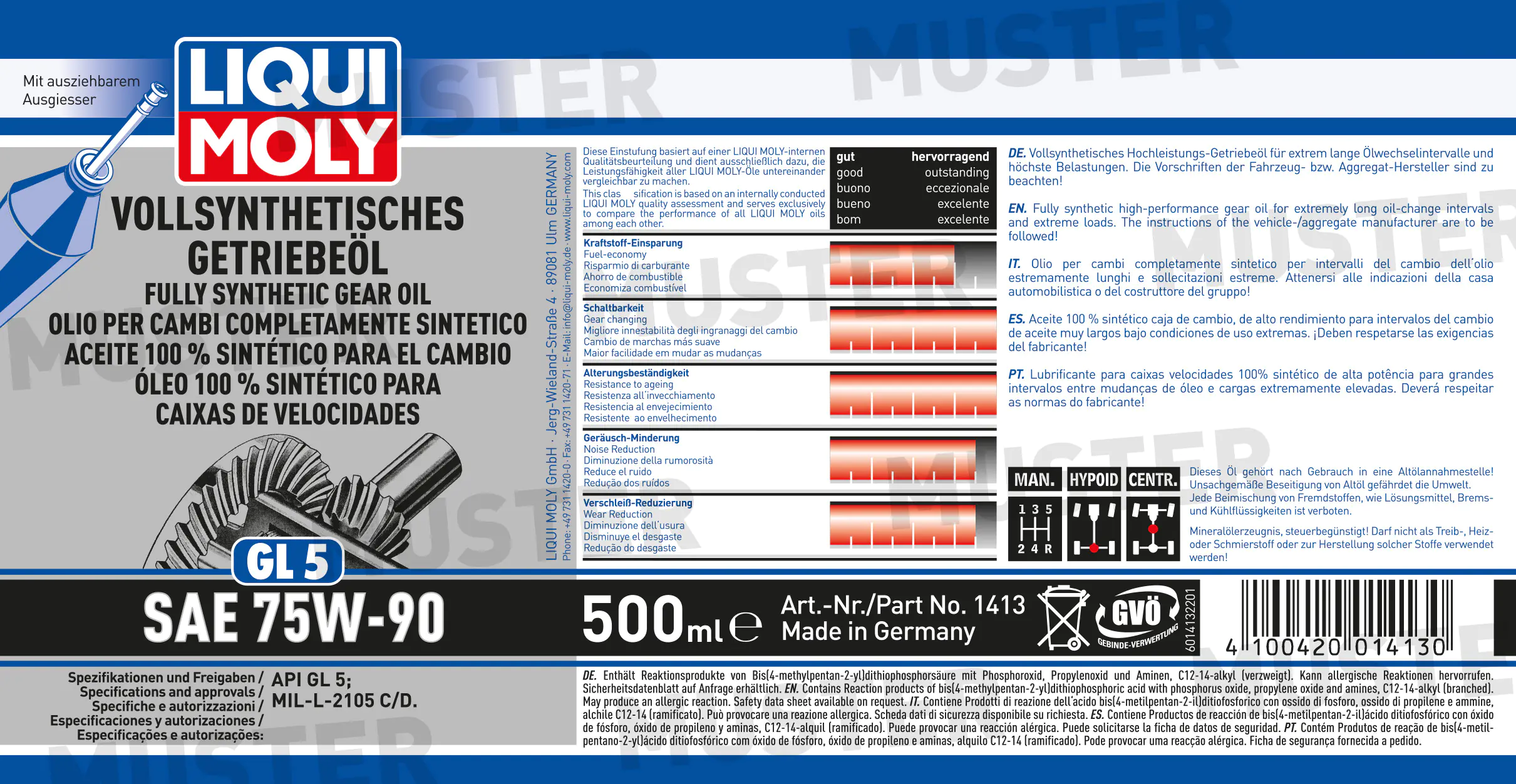 Liqui Moly Getriebeöl GL5 75W-90 vollsynthetisch 500 ml