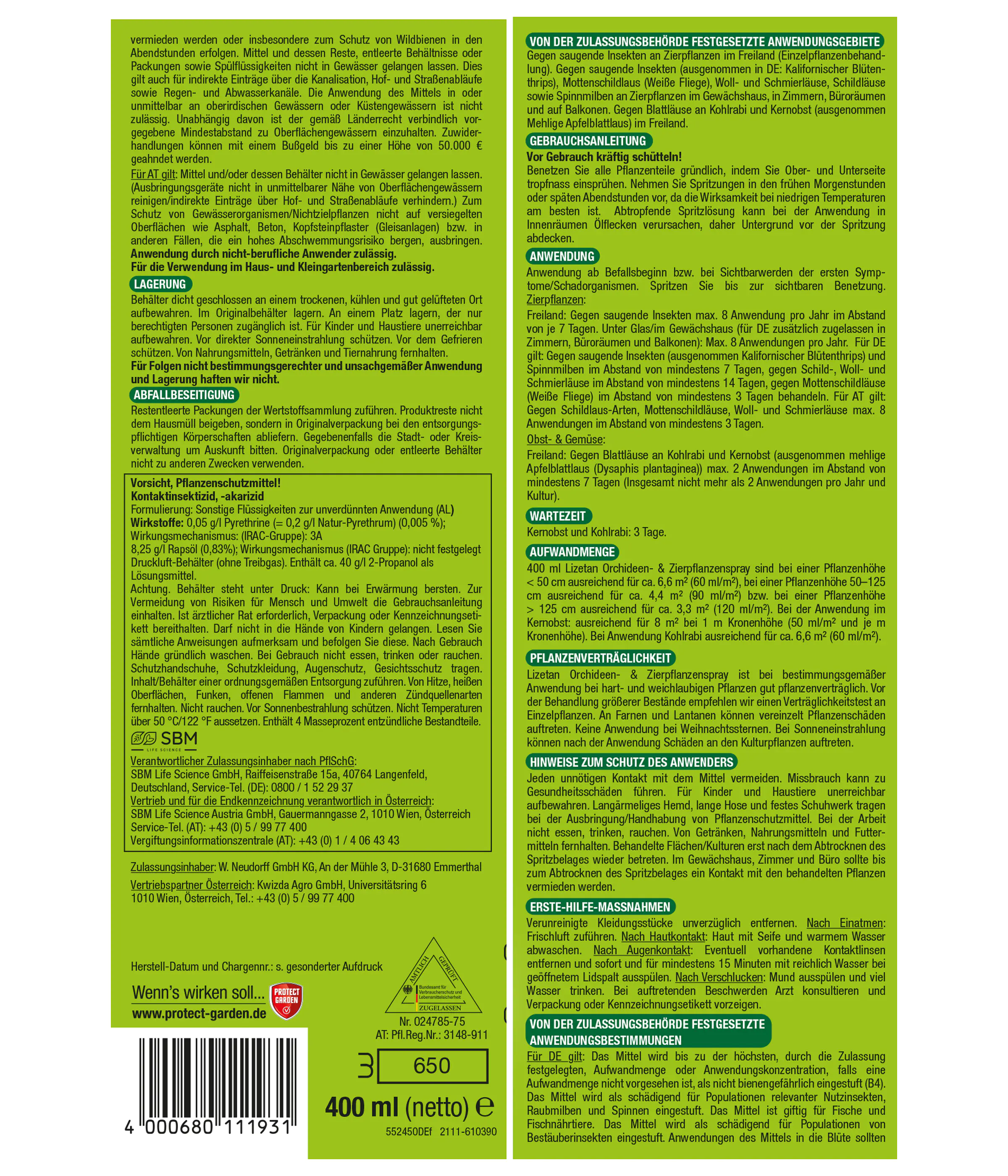 Protect Garden Lizetan Orchideen- & Zierpflanzenspray 400 ml