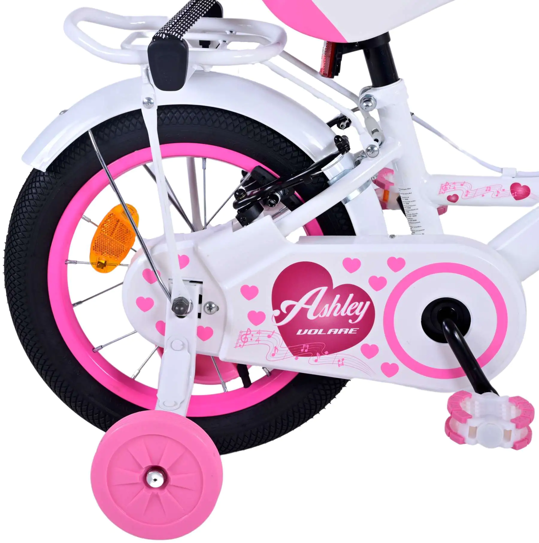 Volare Kinderfahrrad Ashley 14 Zoll weiß/pink