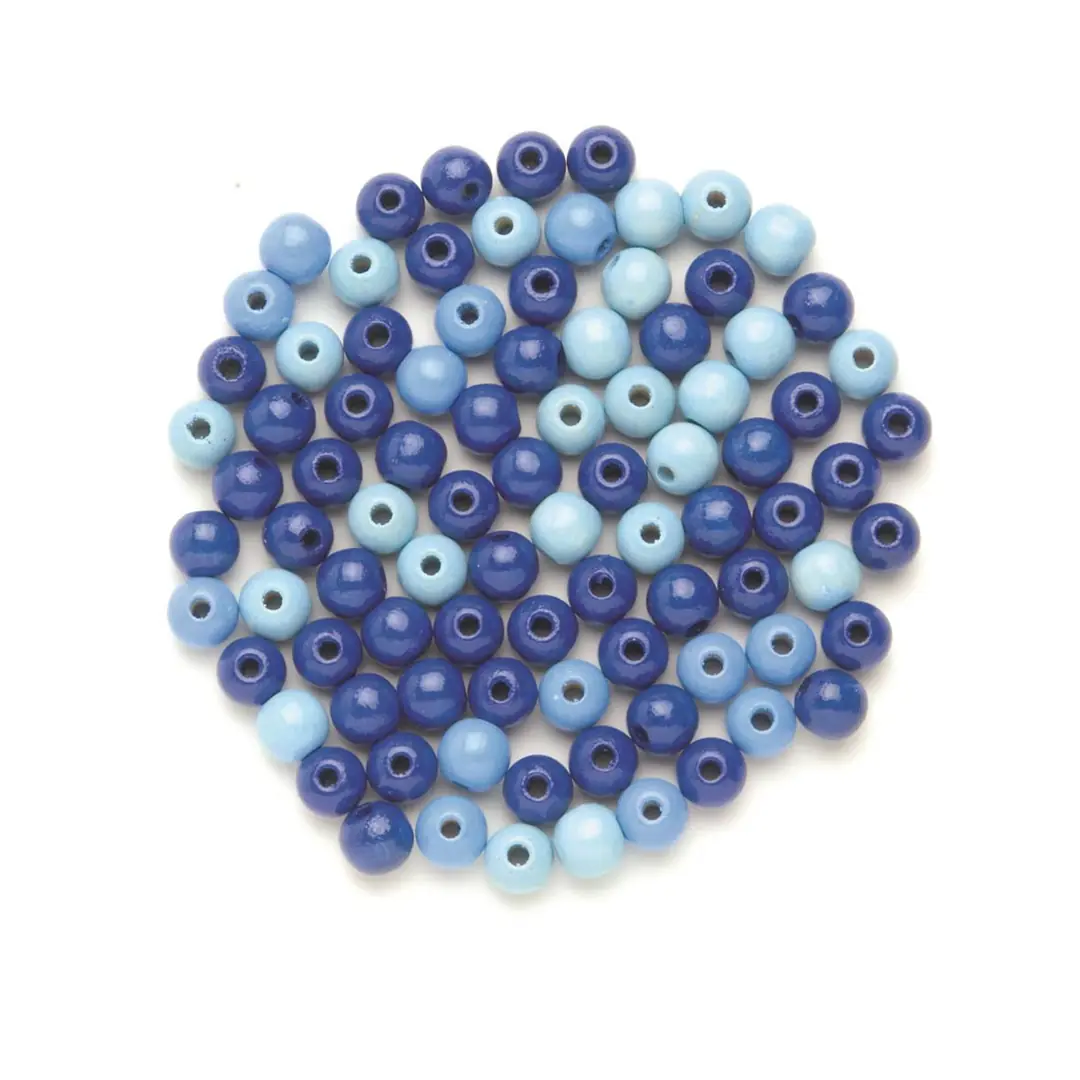 Glorex Holzperlen blau mix 8 mm - 80 Stück 