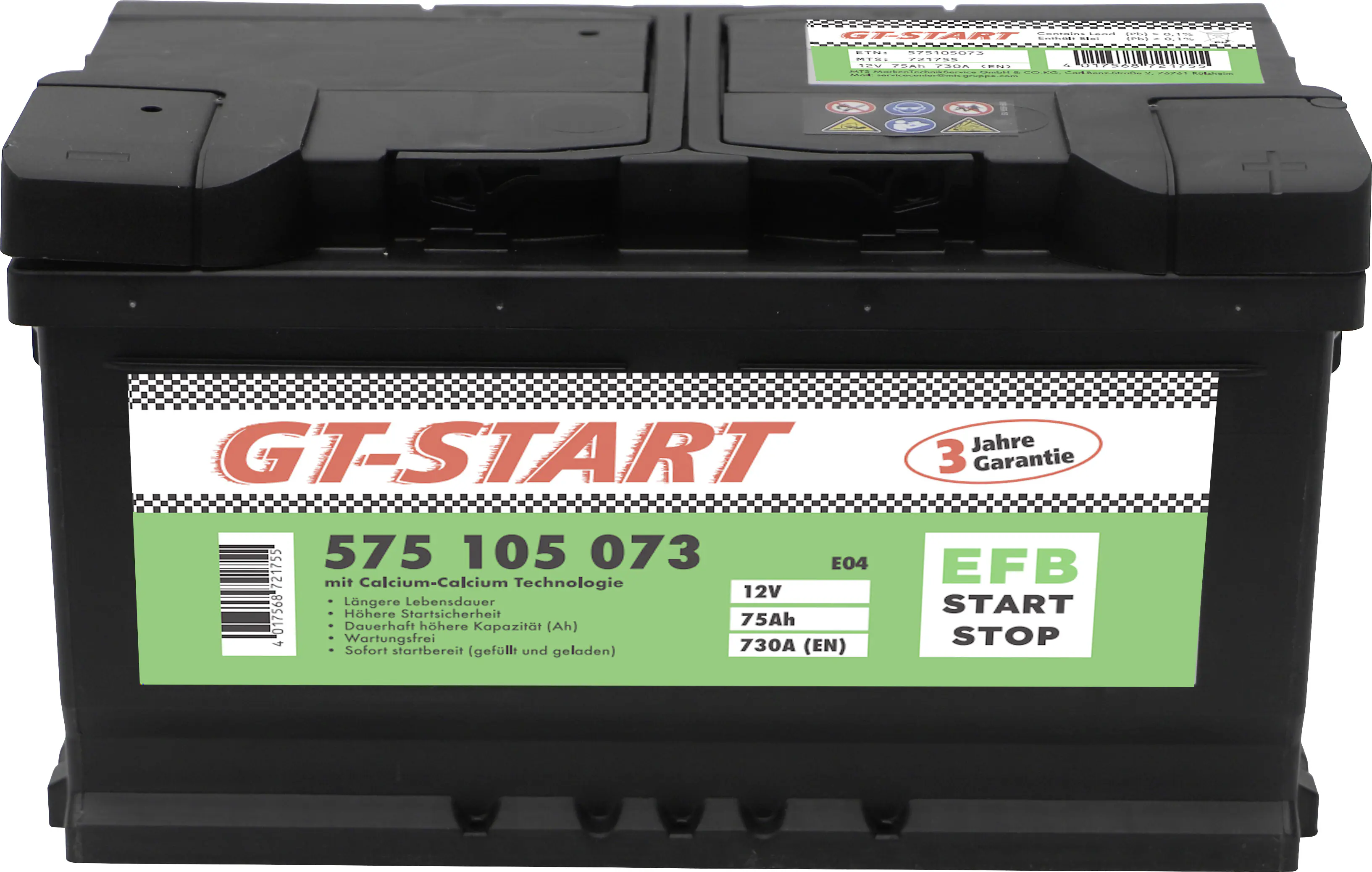 GT-Start Starterbatterie EFB 75Ah 730A 575 105 073