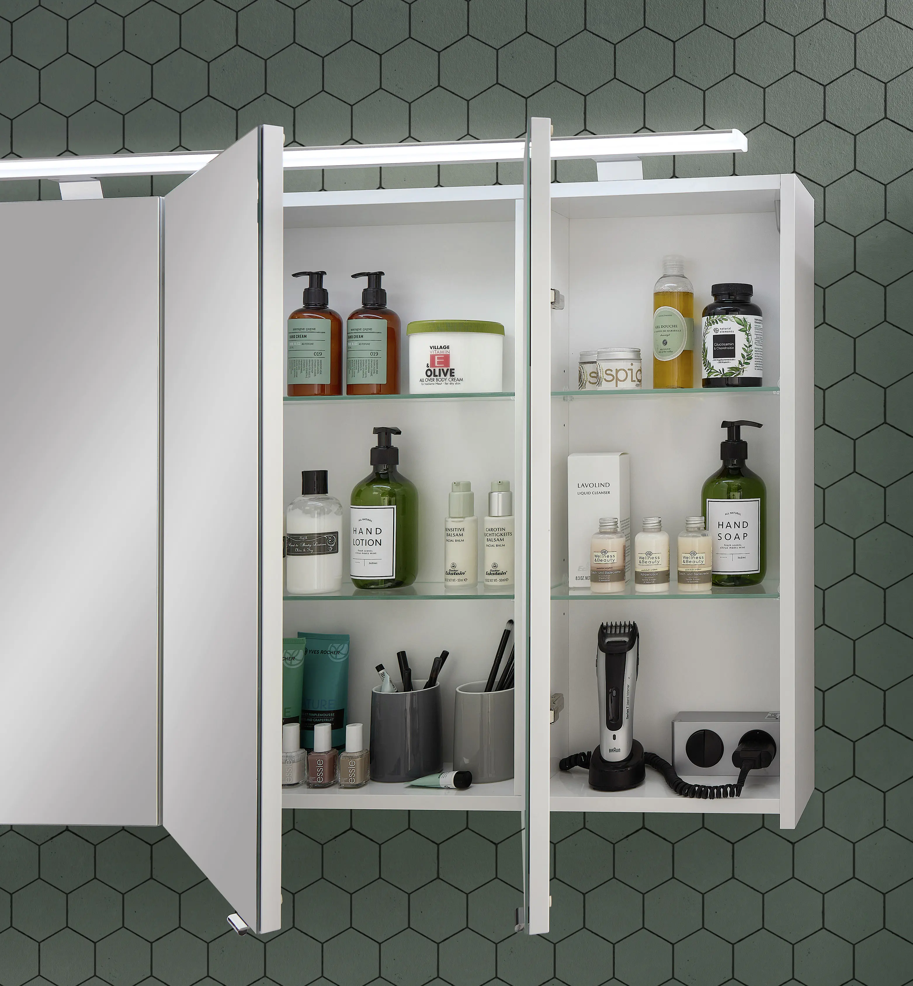 Primaster Spiegelschrank Düsseldorf mit Beleuchtung weiß 100 x 70 cm
