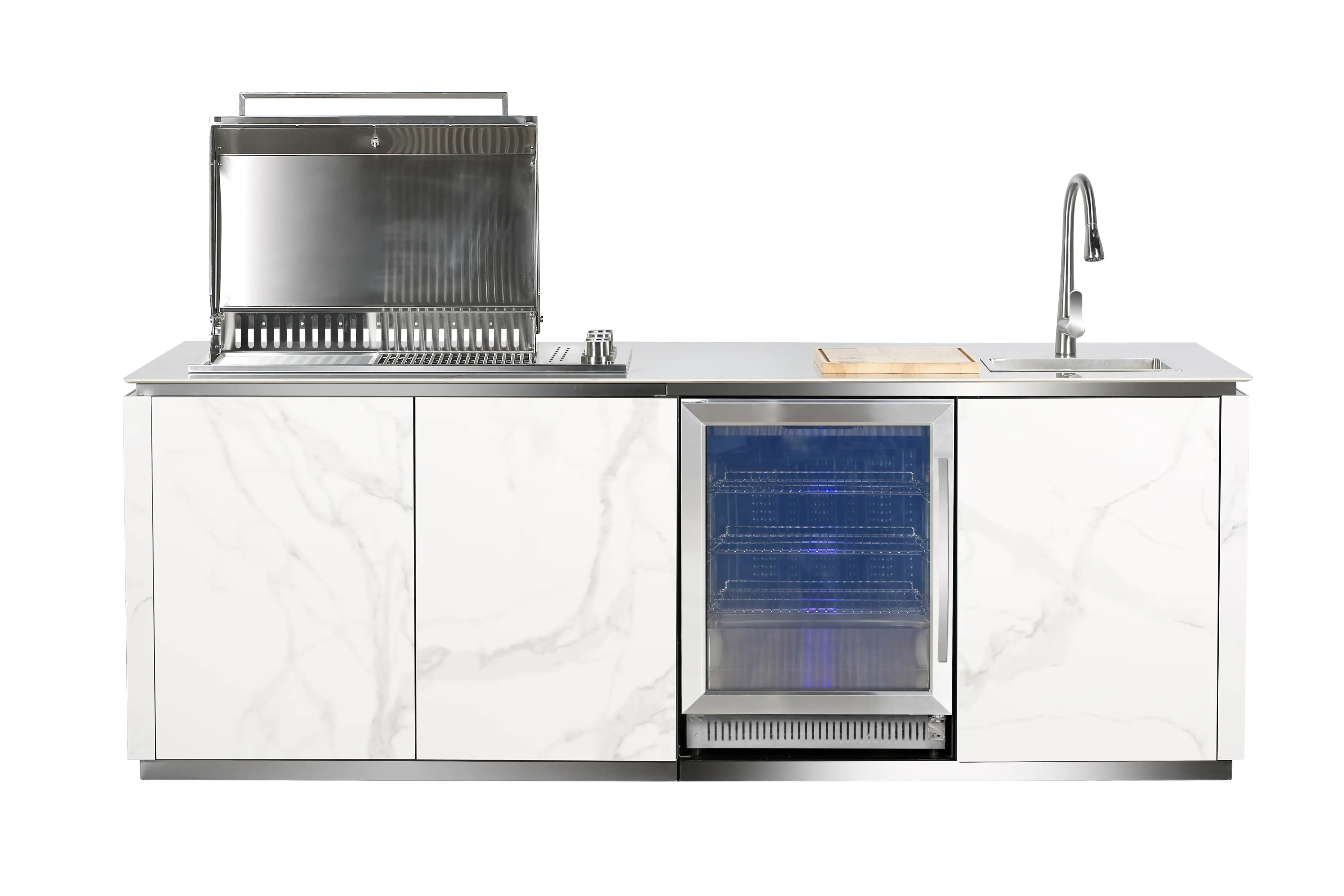 Buschbeck Outdoorküche Sheffield inkl. Kühlschrank und Spüle mit Armatur