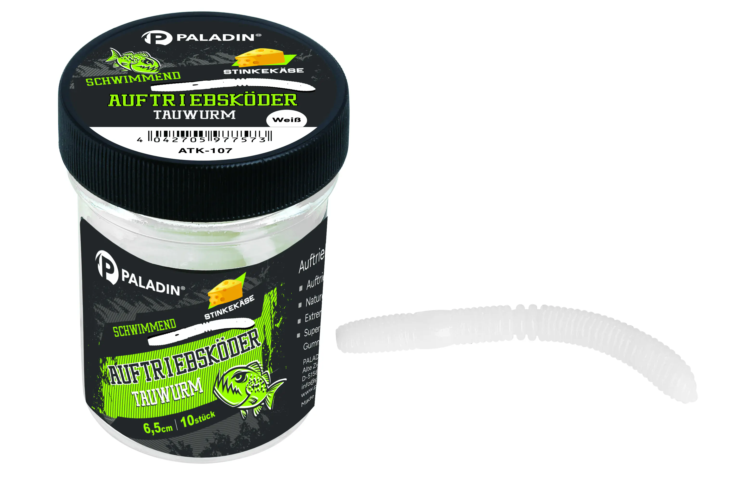 Paladin Angelköder Tauwurm 6,5 cm weiß