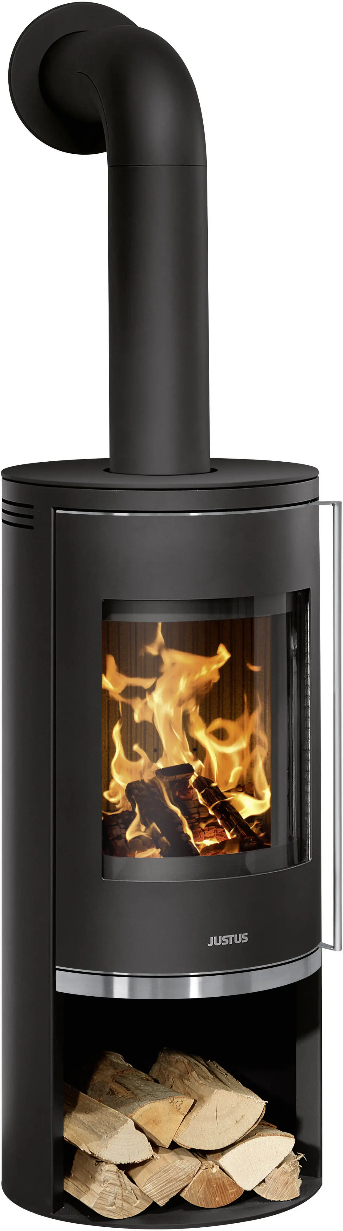 Justus Kaminofen Faro 2.0 Stahl schwarz mit Abdeckplatte Guss schwarz 6 kW