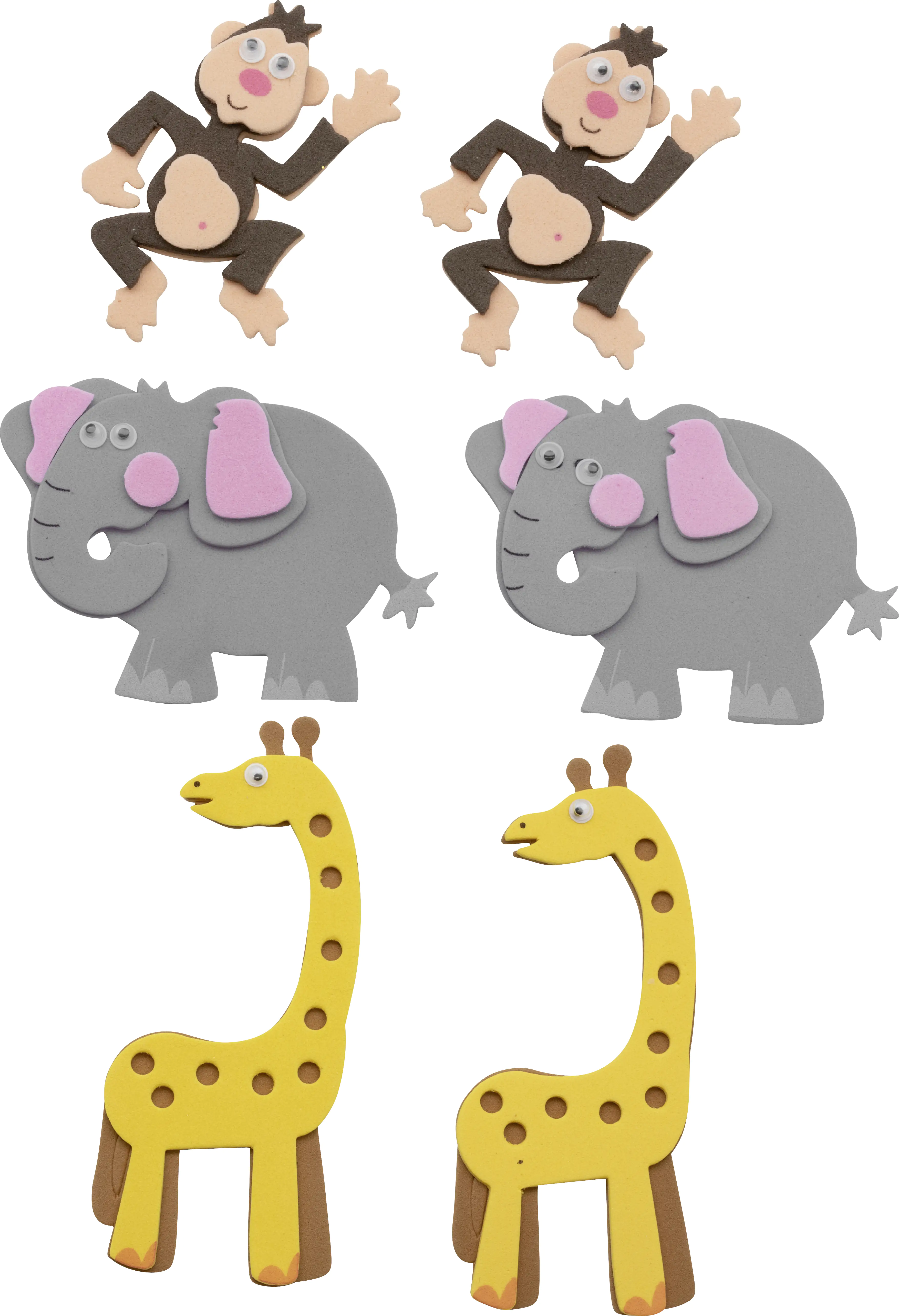 Glorex Moosgummi Sticker Afrika selbstklebend , 12 Stück