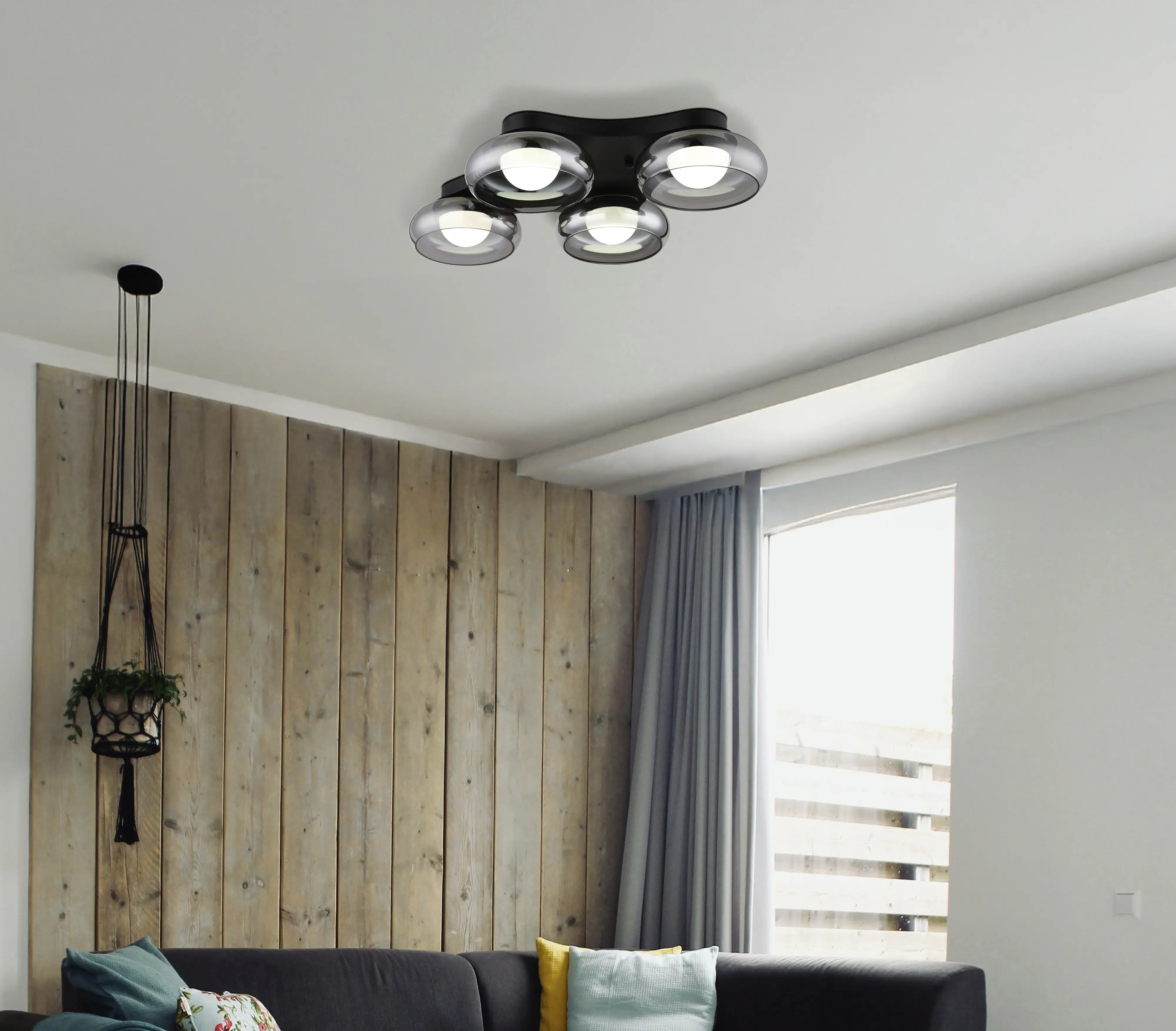 Globo Deckenleuchte Carlene 65 x 10 cm schwarz matt