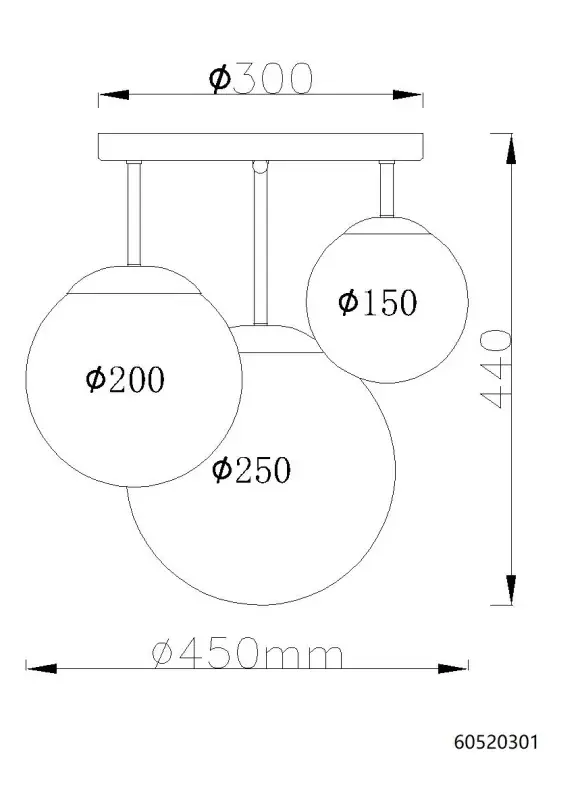 Globo Deckenleuchte Kop Ø 45 x 44 cm nickel matt