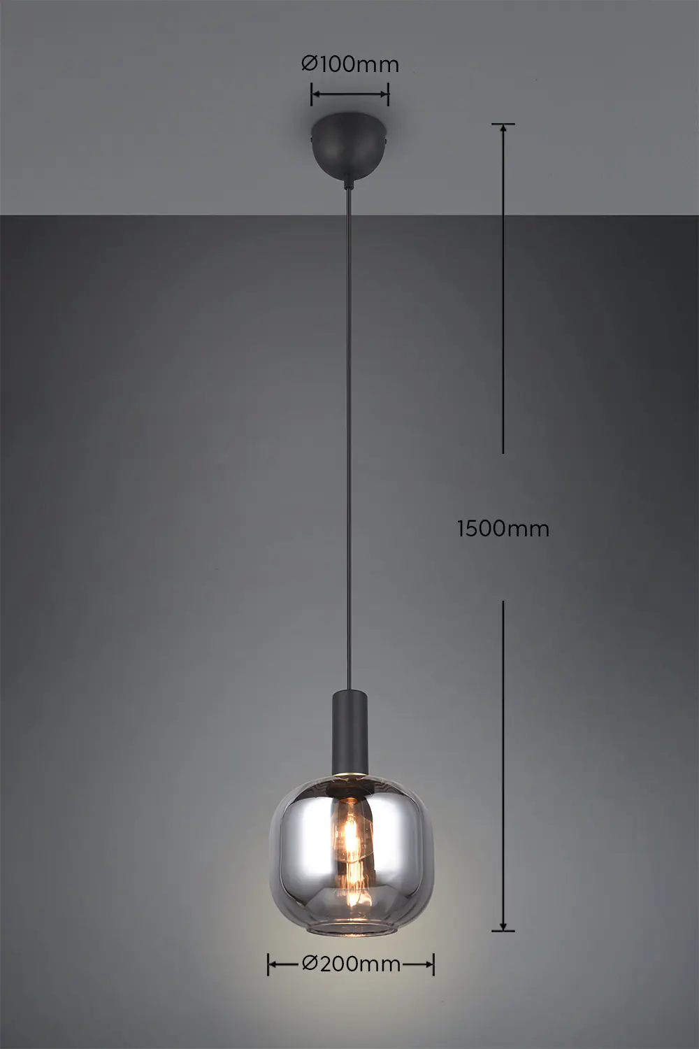 Trio Pendelleuchte Diva Ø 20 cm schwarz matt E27