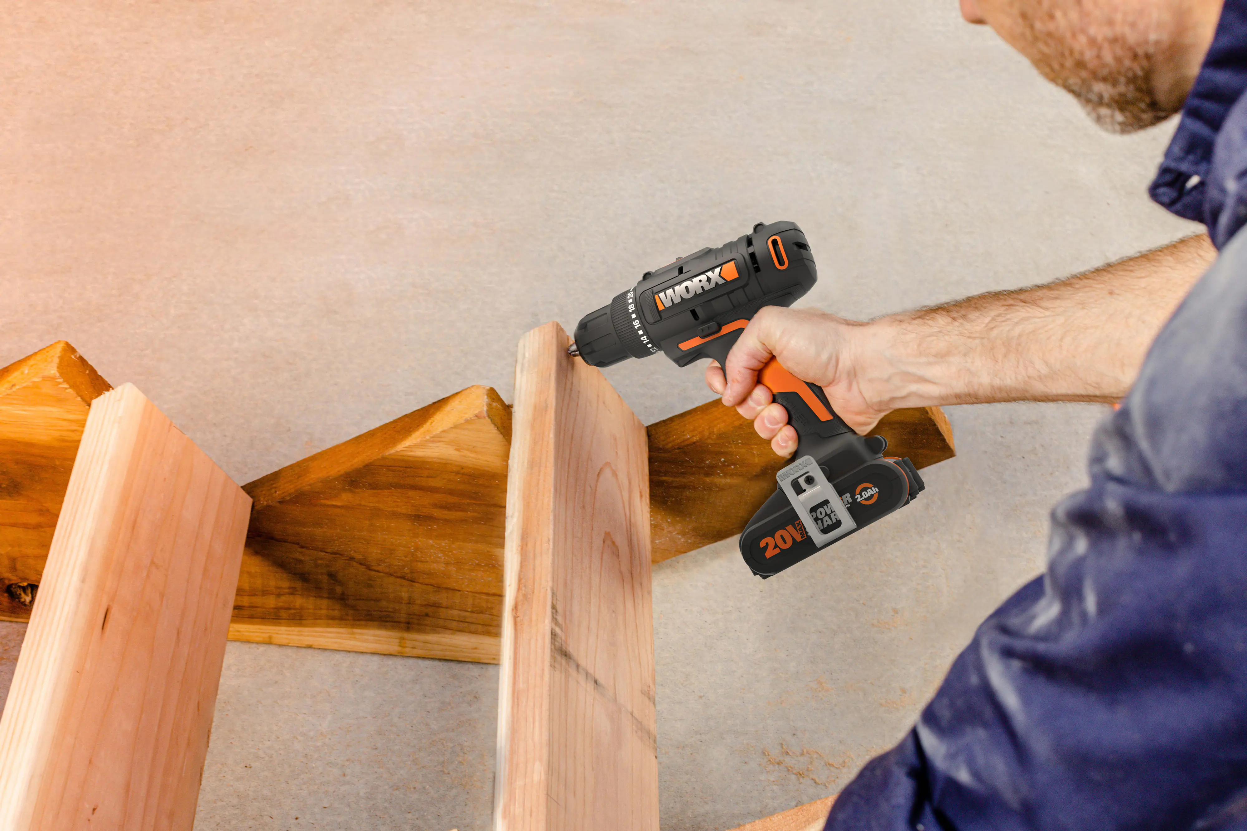 Worx Akku-Bohrschrauber WX100 20 V inkl. Akku Ladegerät & Tasche