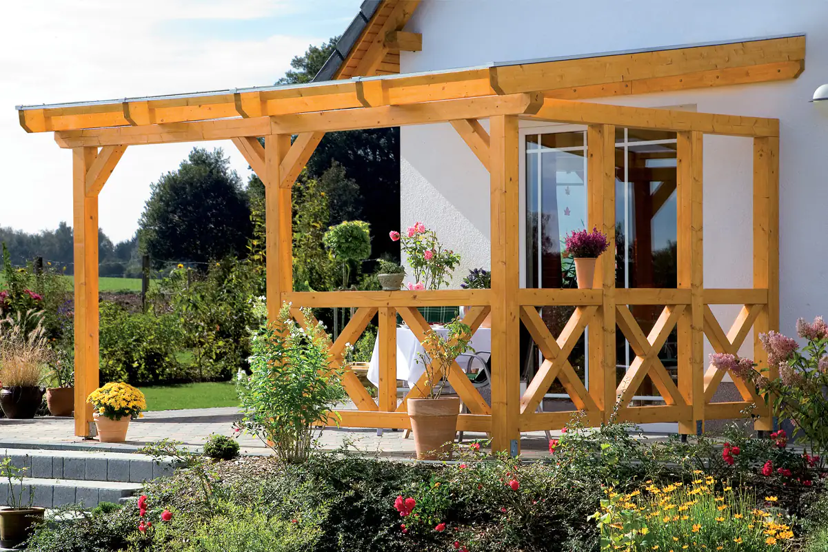 SKAN HOLZ Seitenwand Andreaskreuz (Wandanbau) 305 x 210 cm, Fichte