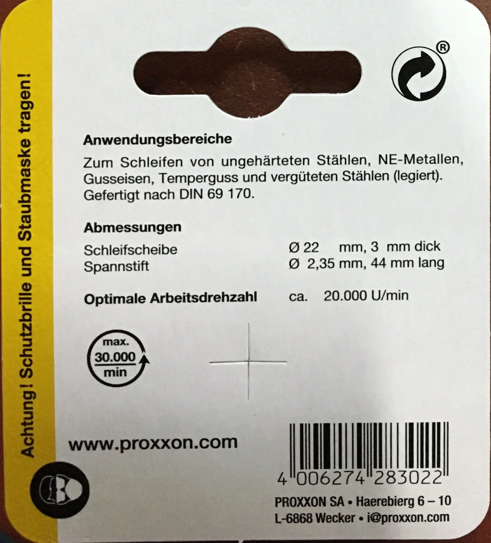 Proxxon Micromot Edelkorund-Schleifscheiben 22 mm 10 Stück mit Träger Proxxon Micromot Edelkorund-Schleifscheiben 22 mm 10 Stück mit Träger